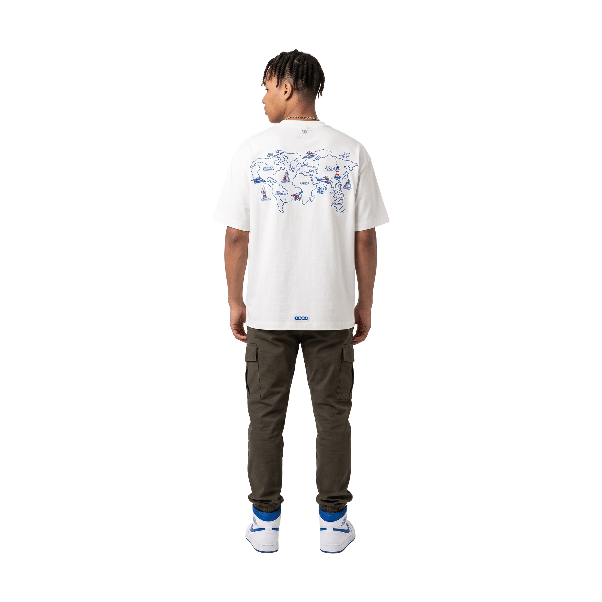 GOODBRAND Around the World Embroidered S/S Tee White (SS26)