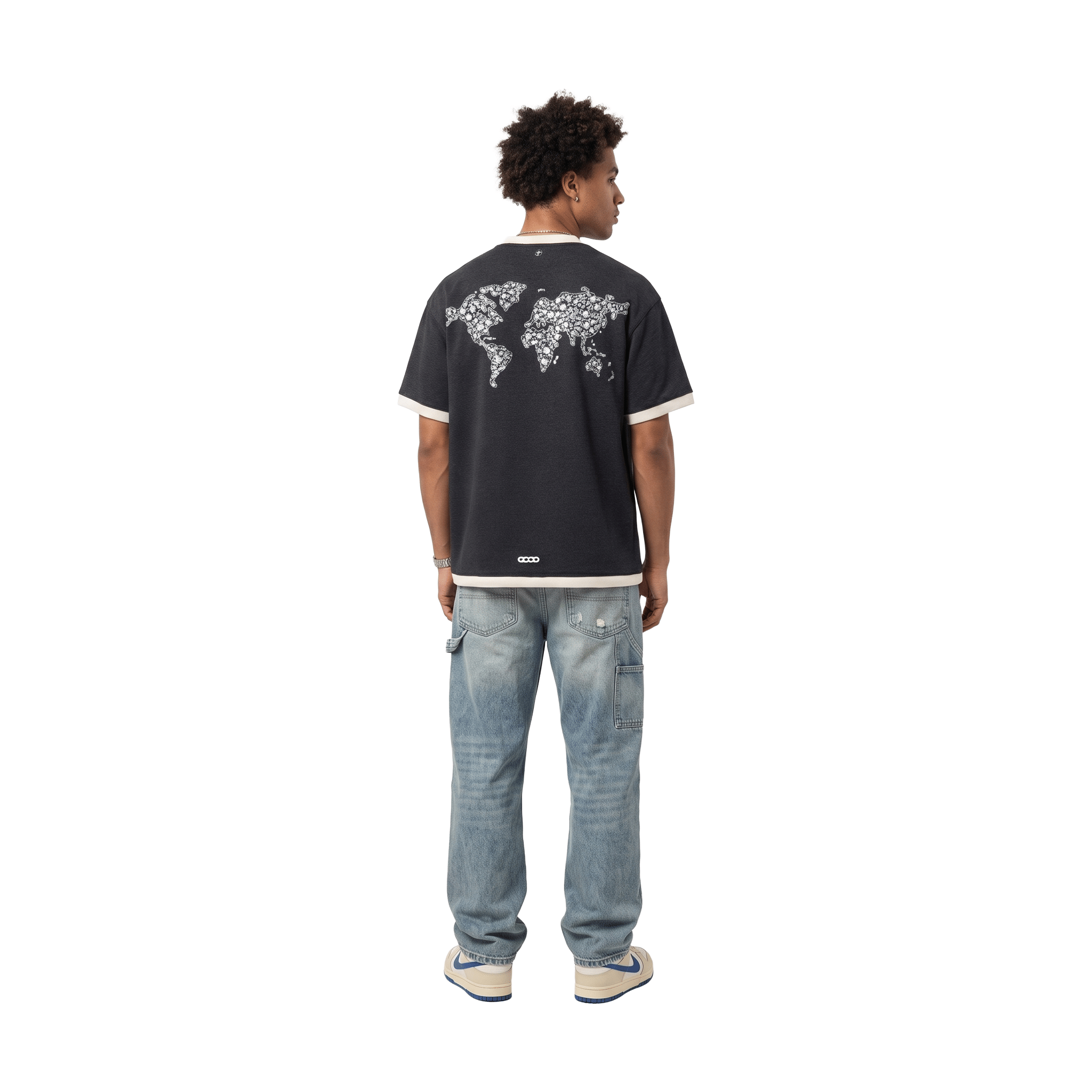 GOODBRAND Floral Yard Sequin Globe Tee Black (SS26)