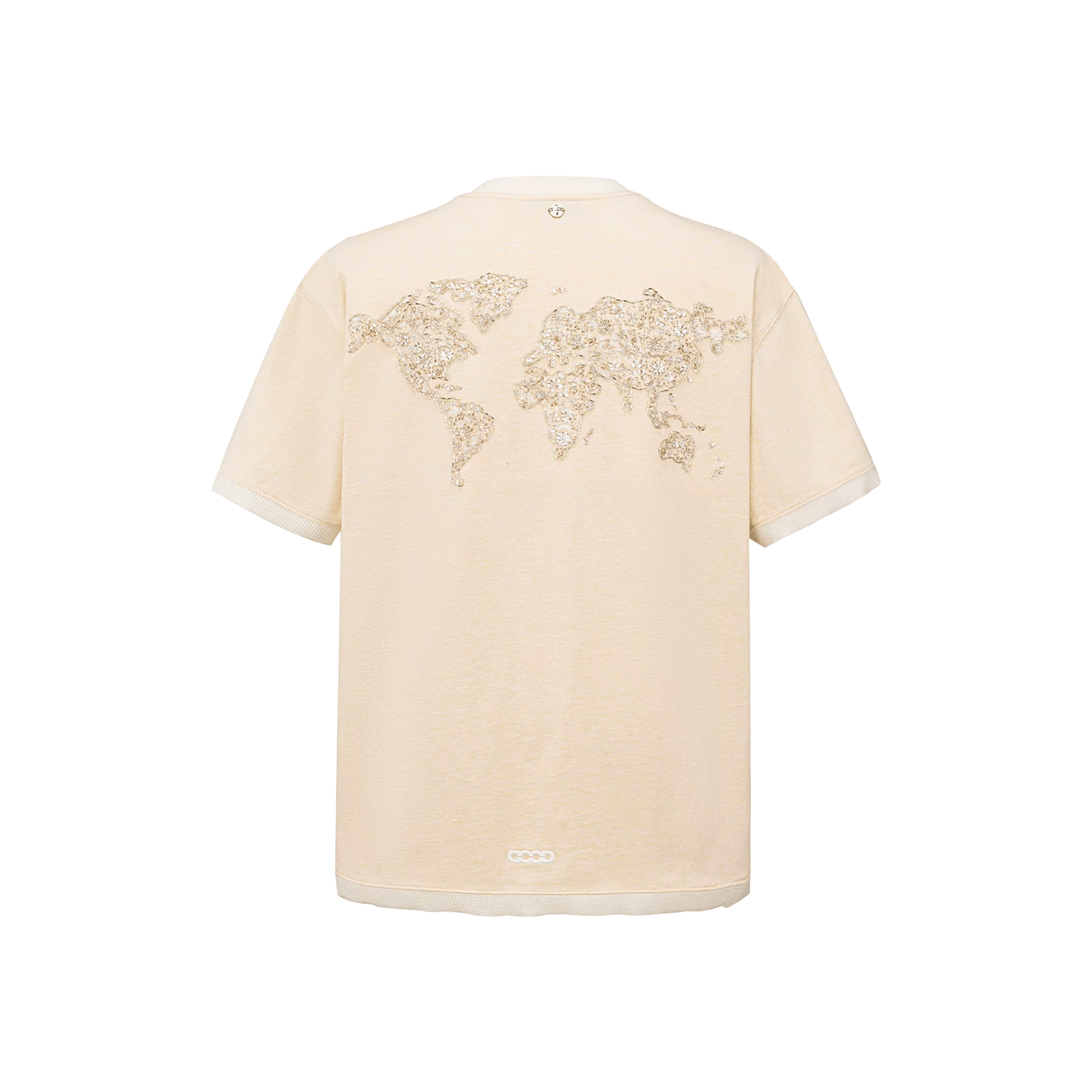 GOODBRAND Floral Yarn Sequin Globe Tee Beige (SS26)