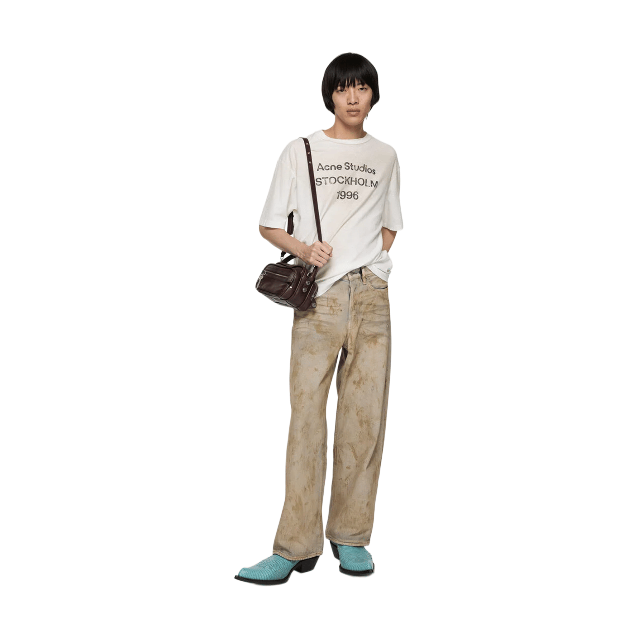 Represent ACNE STUDIOS Exford Distressed Logo Print Tee Dusty White (SS25)