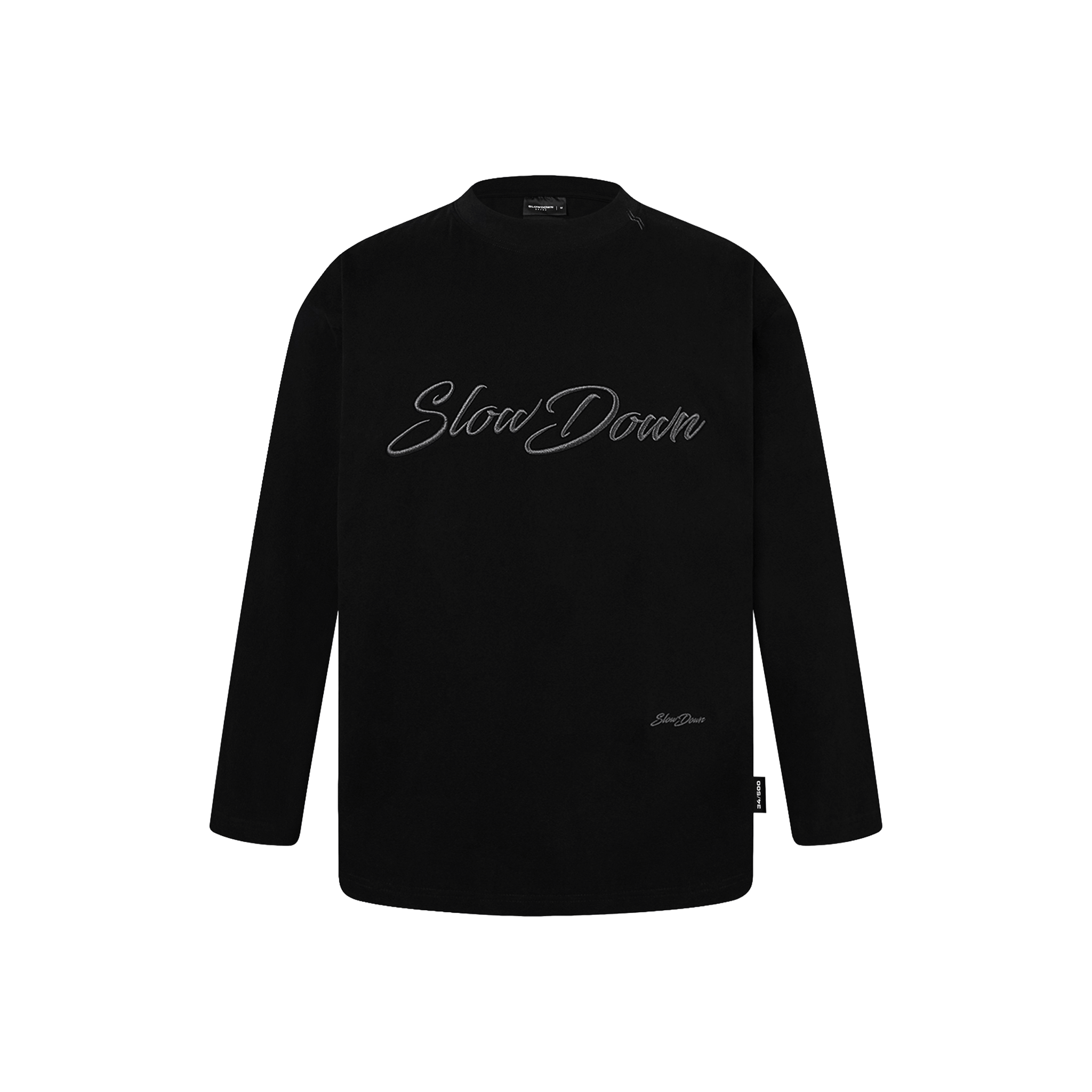 SLOWDOWN 3D Embroidery Long Sleeved Tee Black (SS26)