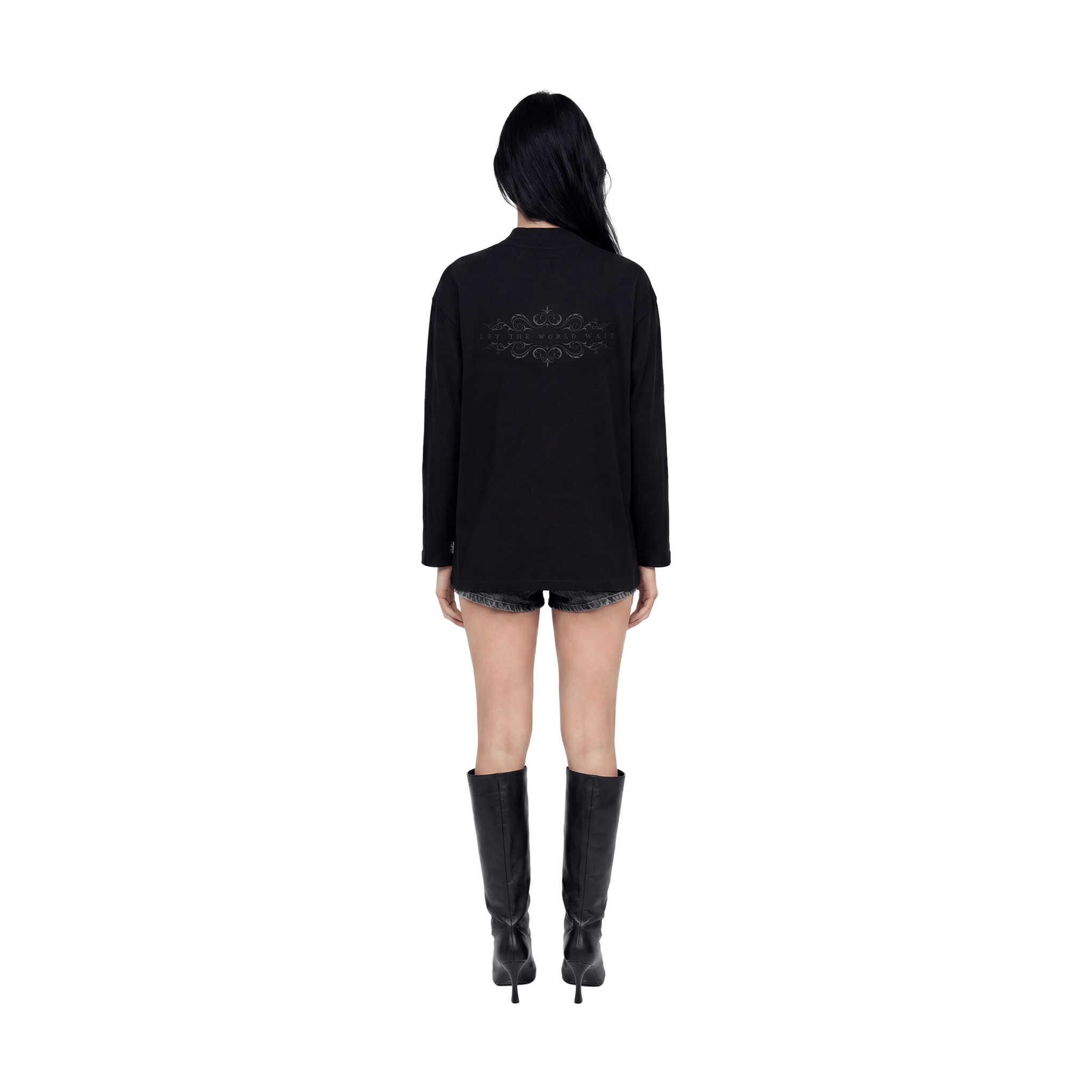 SLOWDOWN 3D Embroidery Long Sleeved Tee Black (SS26)