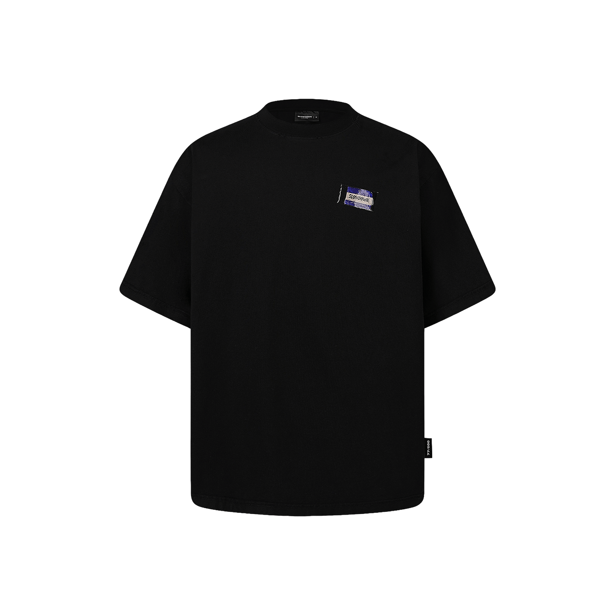SLOWDOWN Transparent Tape Basic Black Tee (SS26)