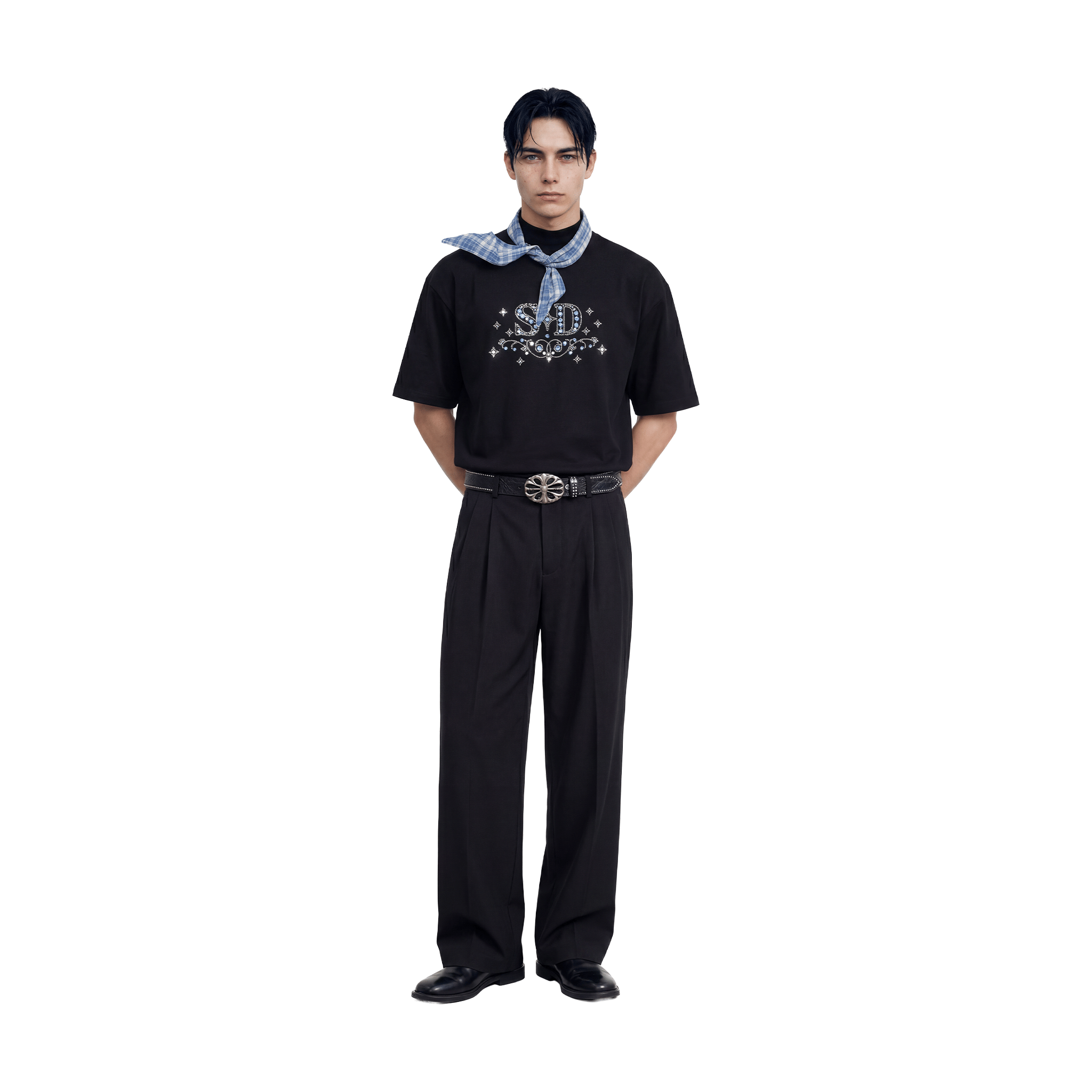 SLOWDOWN Rhinestone Embellished Tee Black (SS26)