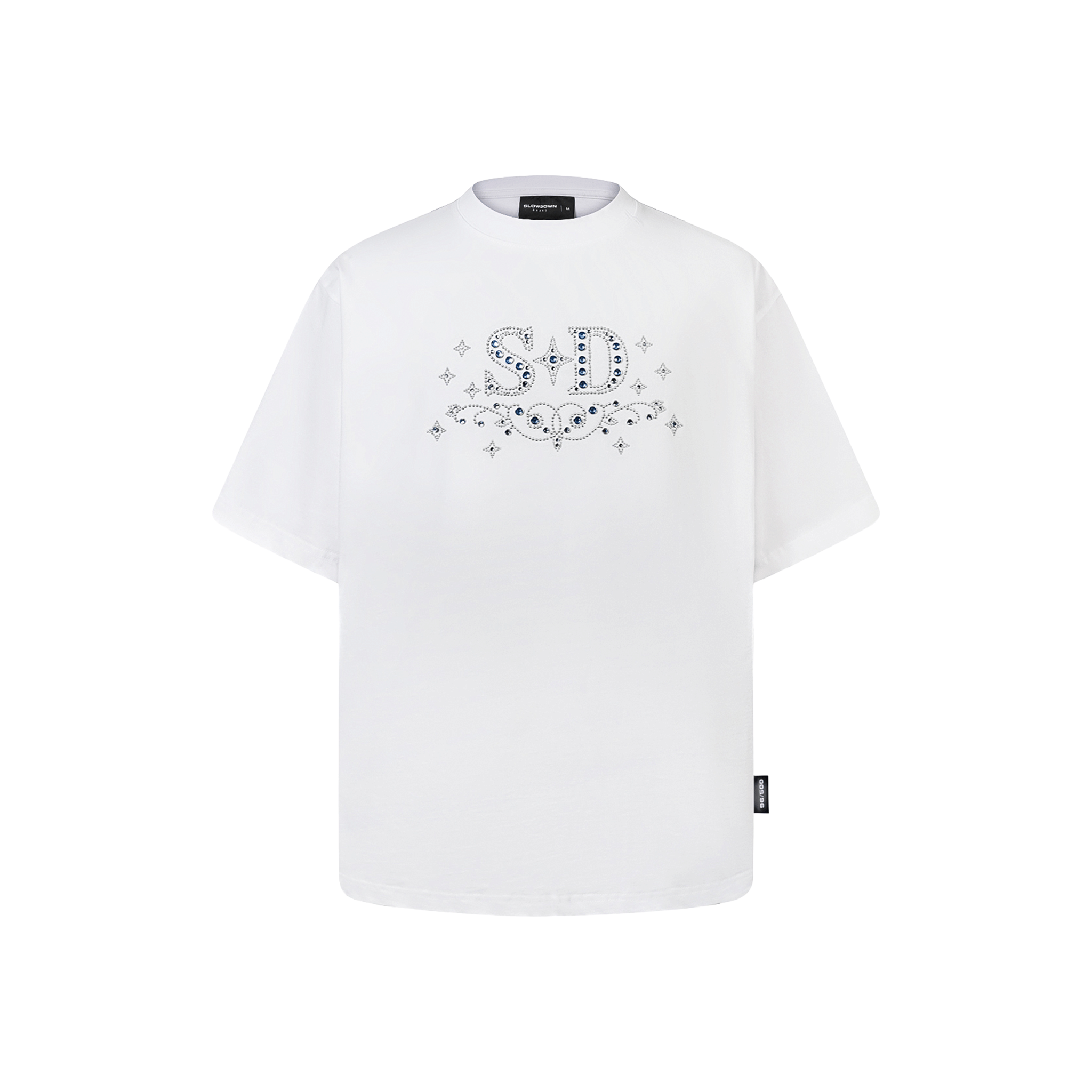 SLOWDOWN Rhinestone Embellished Tee White (SS26)
