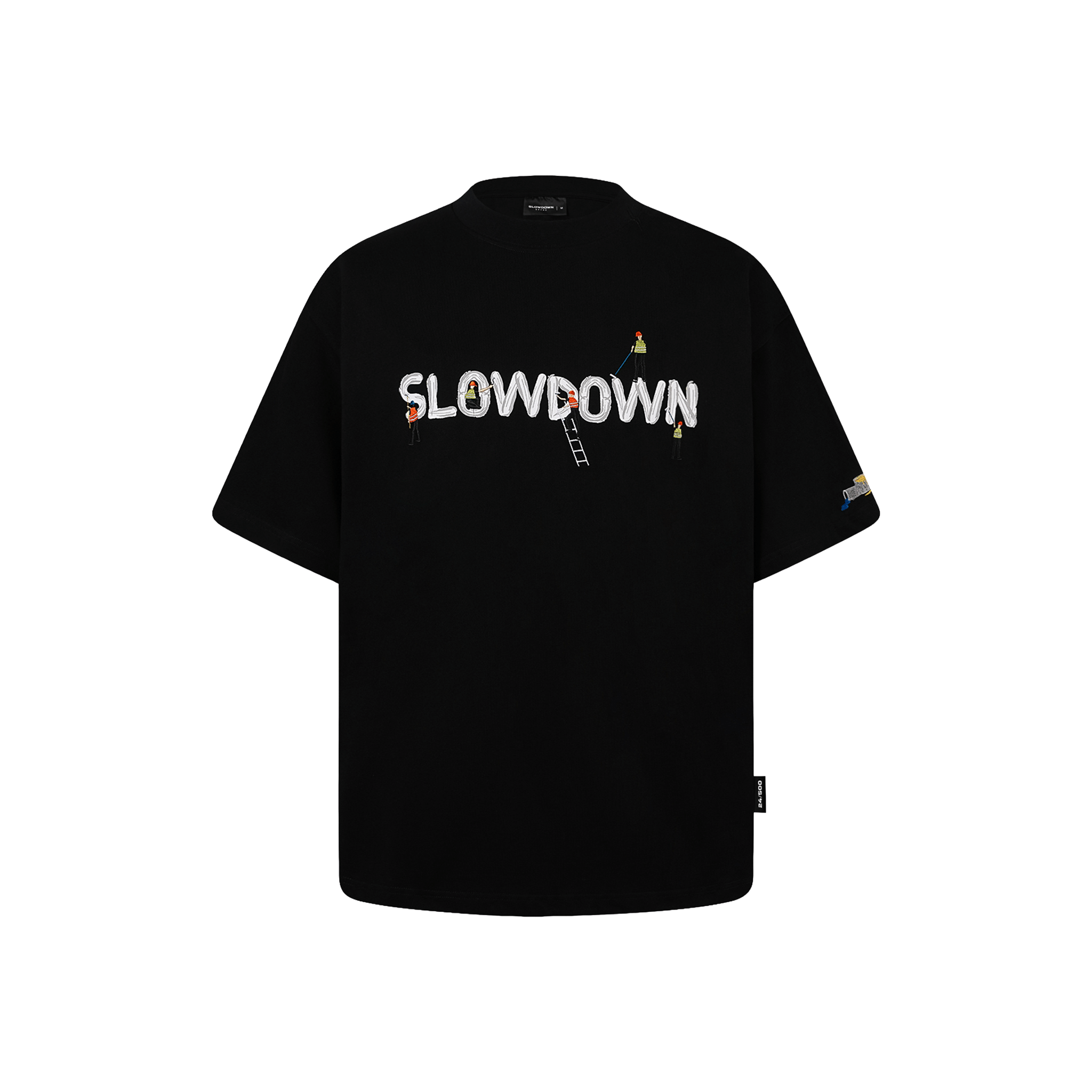 SLOWDOWN Painter Inspired 3D Puff Embroidery Tee Black (SS26)