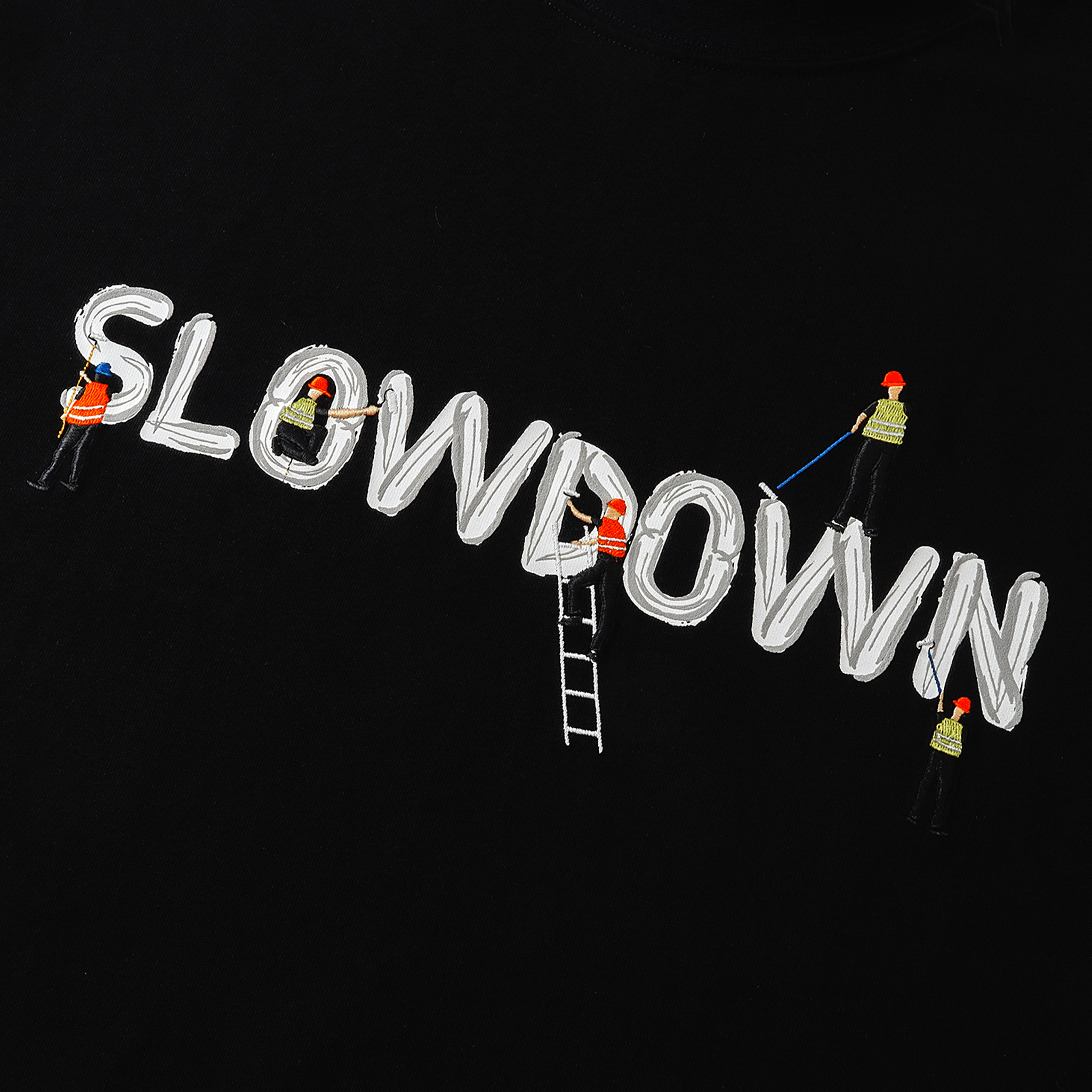 SLOWDOWN Painter Inspired 3D Puff Embroidery Tee Black (SS26)