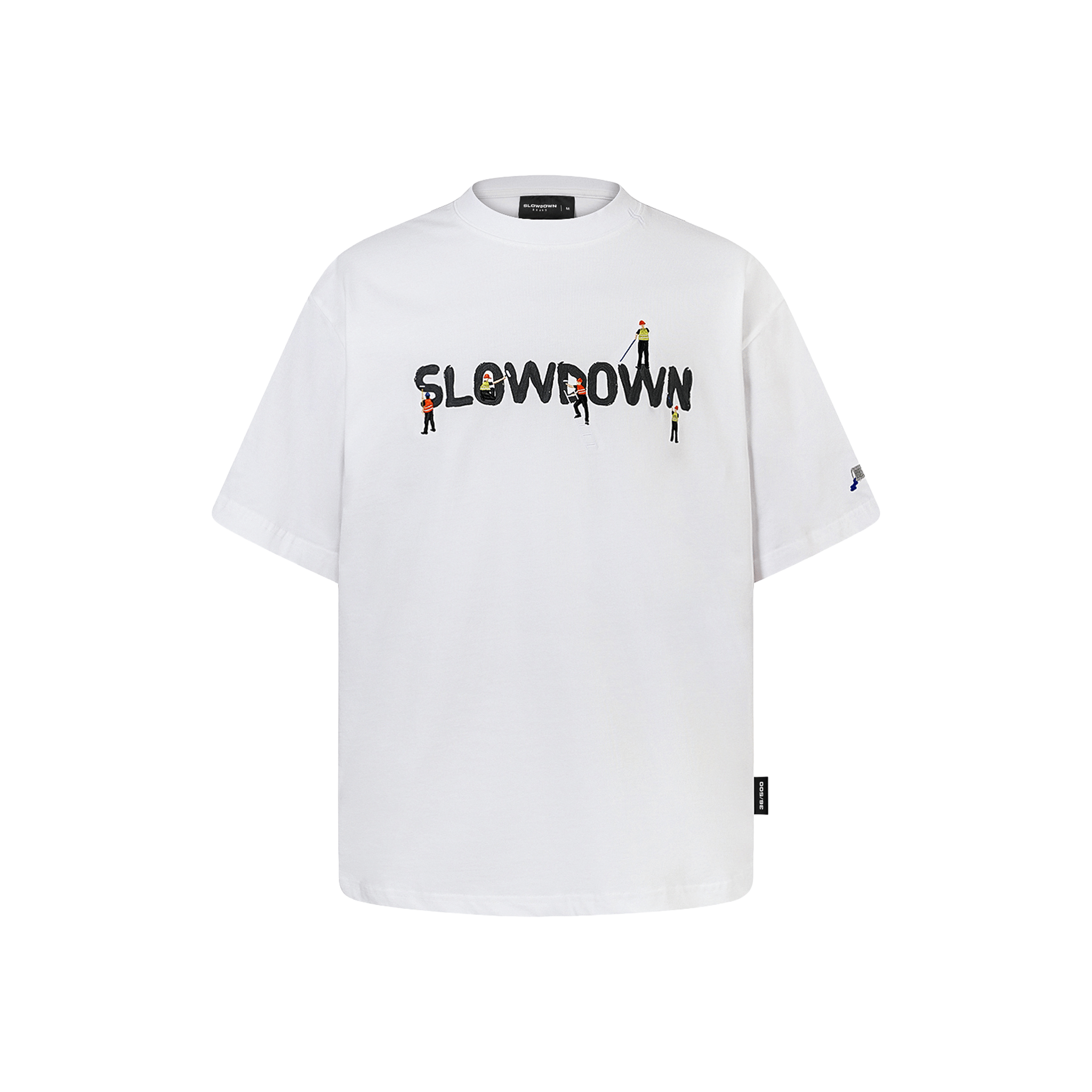 SLOWDOWN Painter Inspired 3D Puff Embroidery Tee White (SS26)
