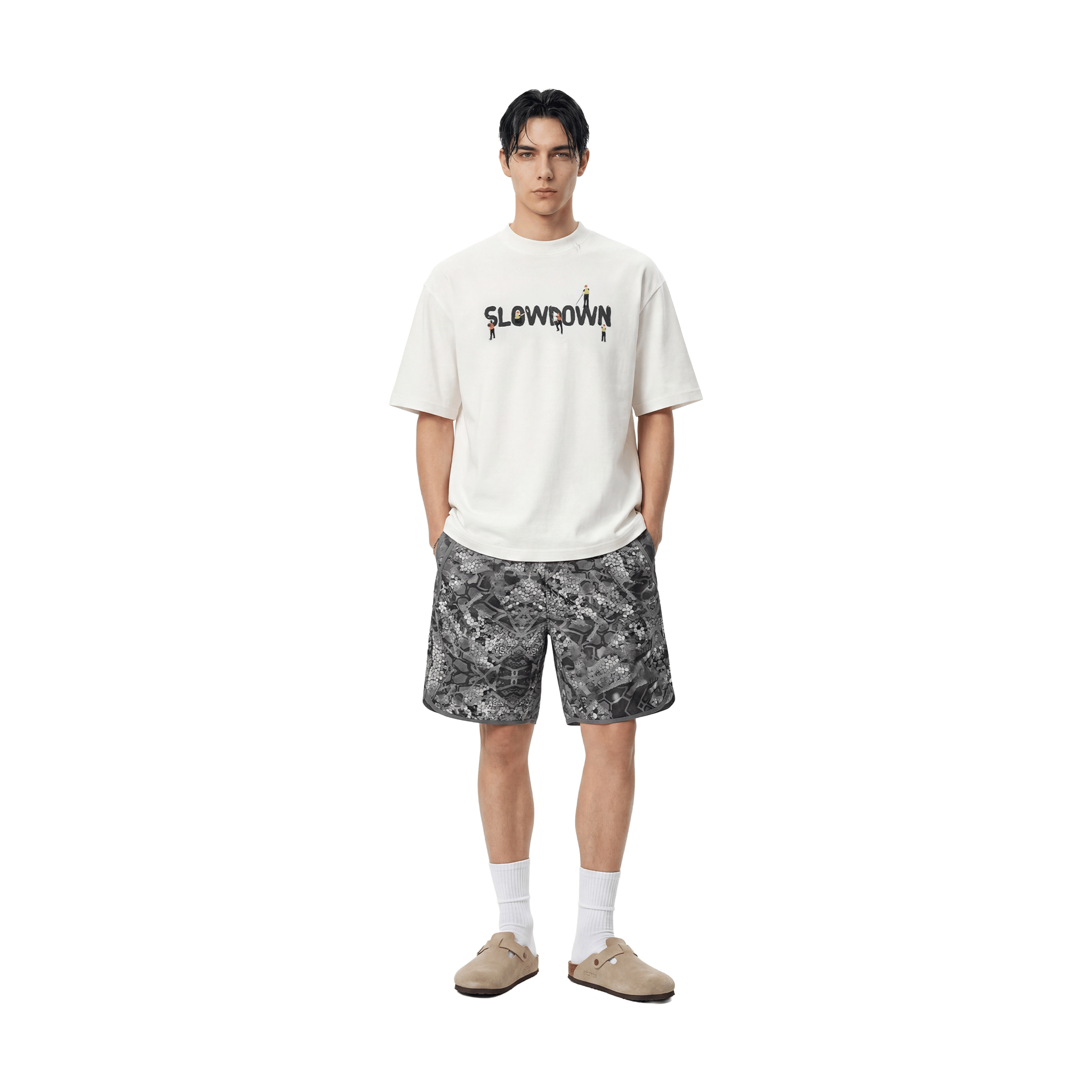 SLOWDOWN Painter Inspired 3D Puff Embroidery Tee White (SS26)