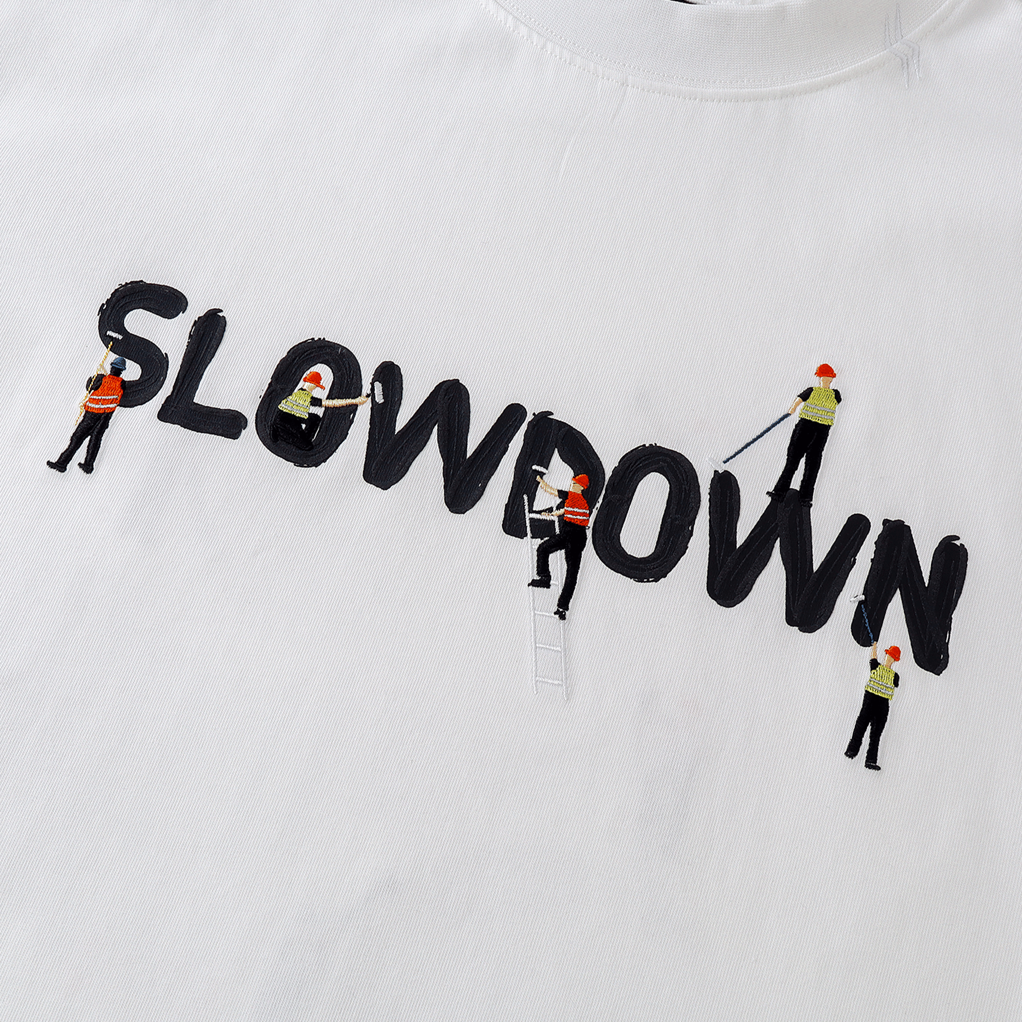 SLOWDOWN Painter Inspired 3D Puff Embroidery Tee White (SS26)