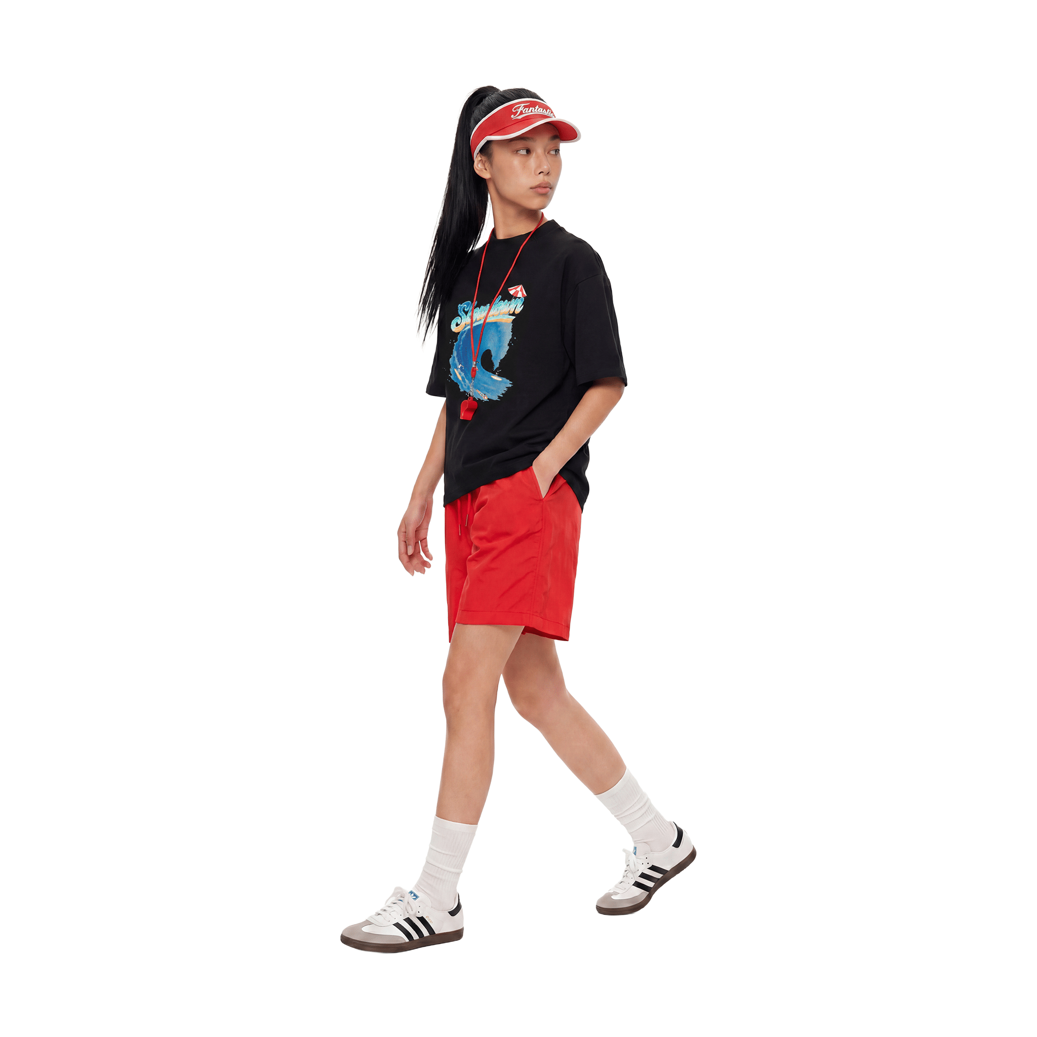 SLOWDOWN Sea Surfing Towel Embroidery Tee Black (SS26)