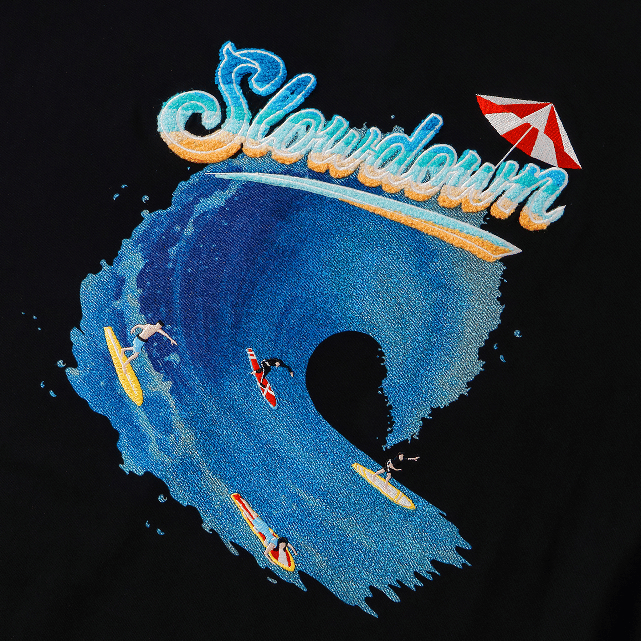 SLOWDOWN Sea Surfing Towel Embroidery Tee Black (SS26)