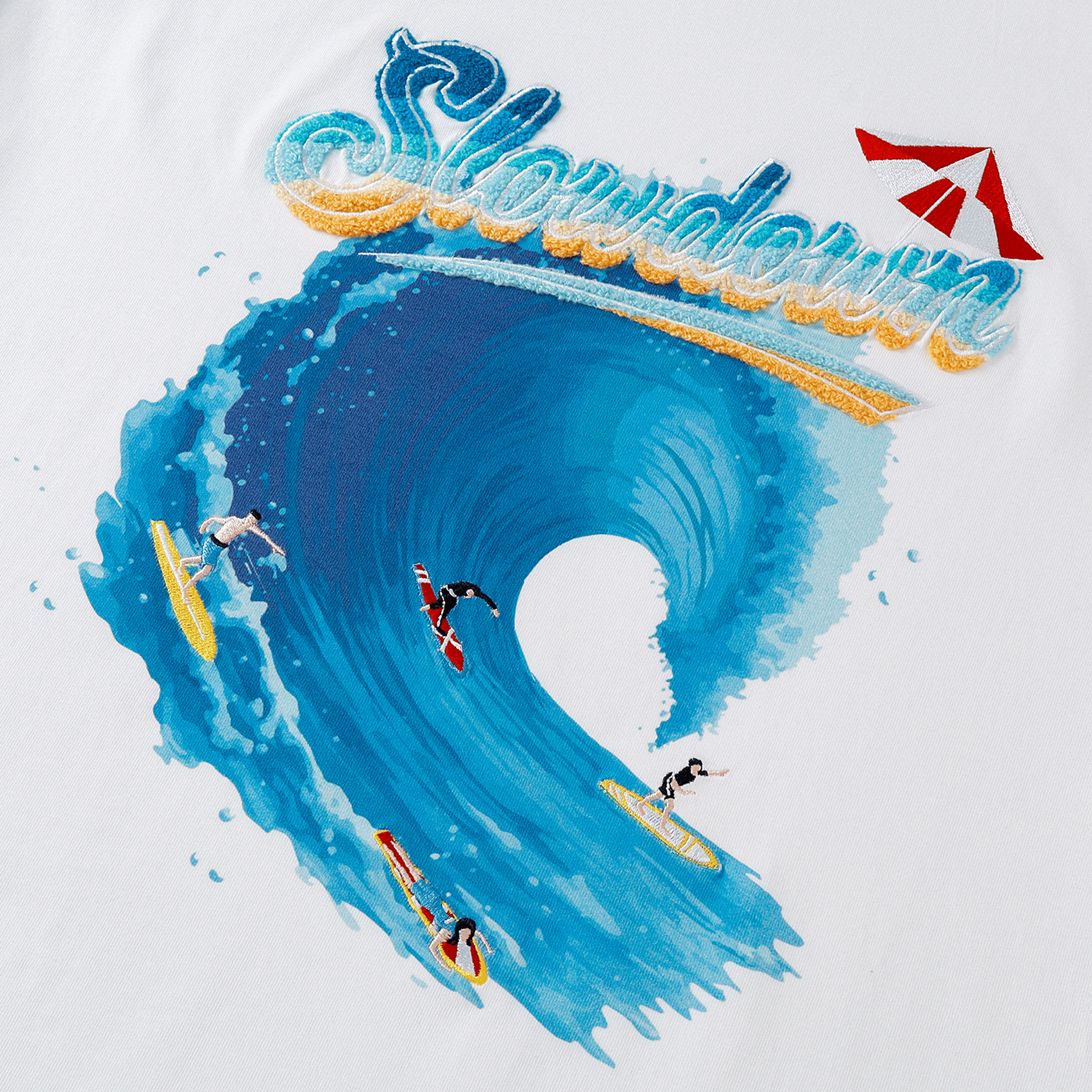 SLOWDOWN Sea Surfing Towel Embroidery Tee White (SS26)