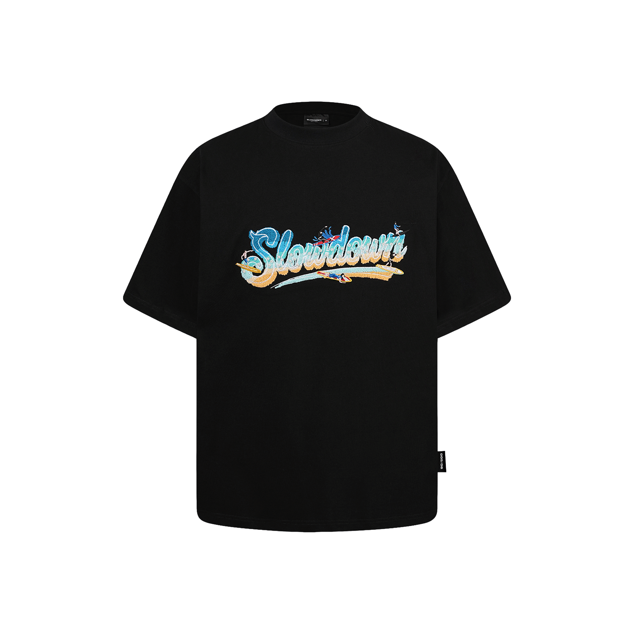 SLOWDOWN Surfing Towel Embroidery Tee Black (SS26)