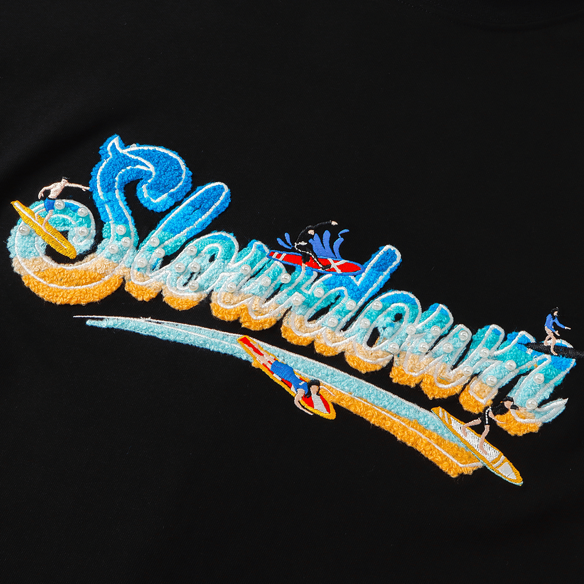 SLOWDOWN Surfing Towel Embroidery Tee Black (SS26)