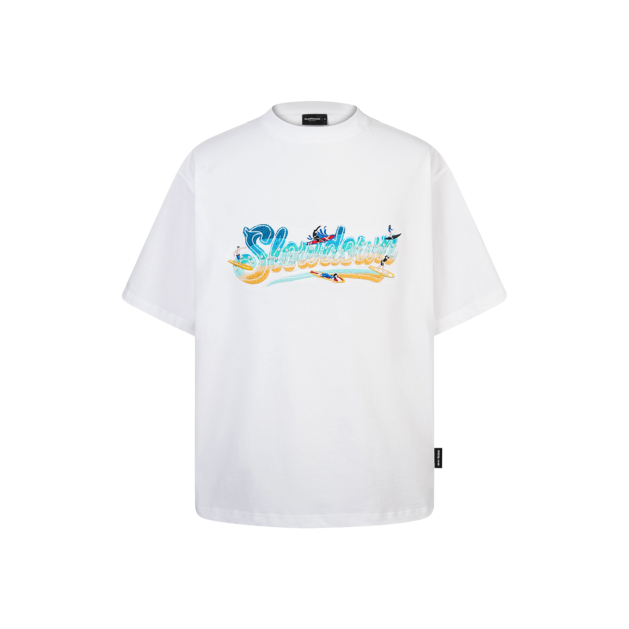 SLOWDOWN Surfing Towel Embroidery Tee White (SS26)