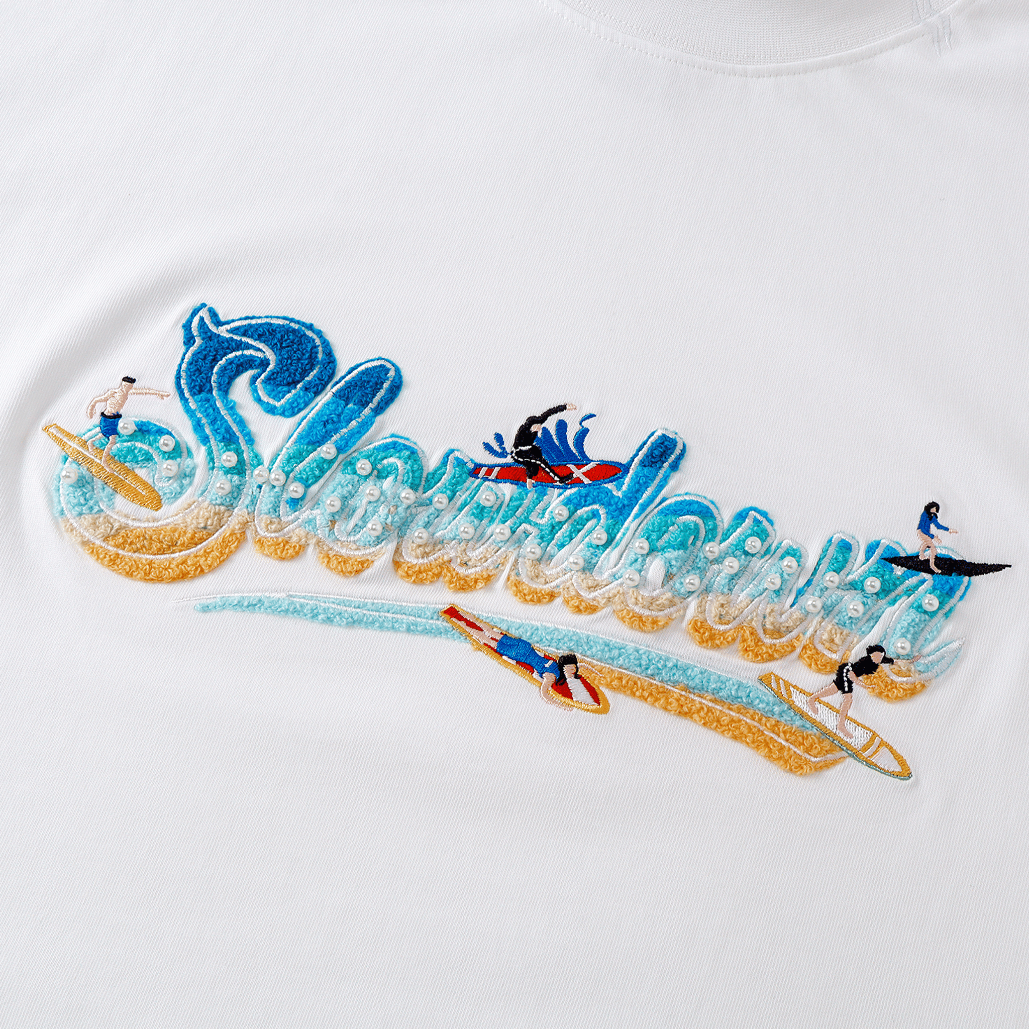 SLOWDOWN Surfing Towel Embroidery Tee White (SS26)
