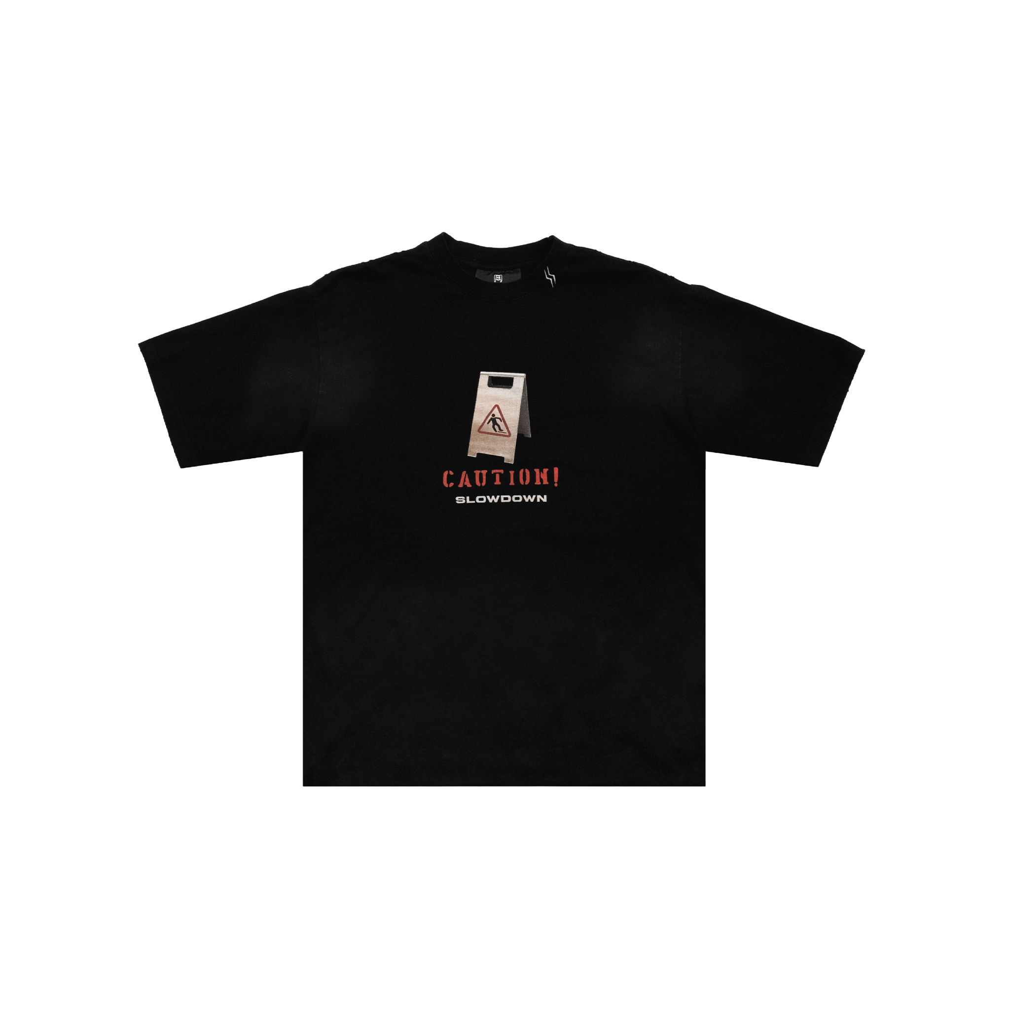 SLOWDOWN Caution Wet Floor Tee Black (SS25)