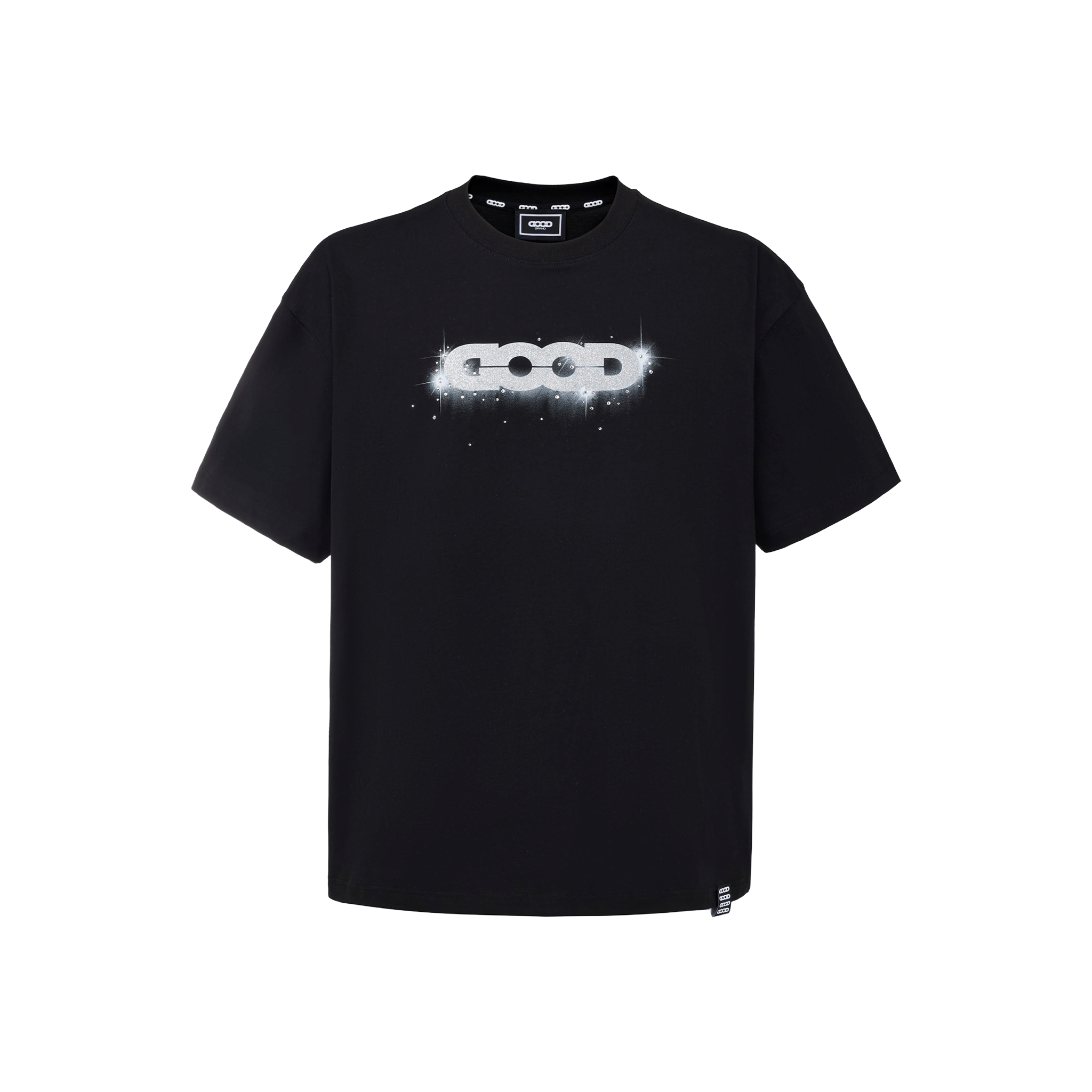 GOODBRAND Nebula Silver Print Rhinestone Tee Black (SS26)