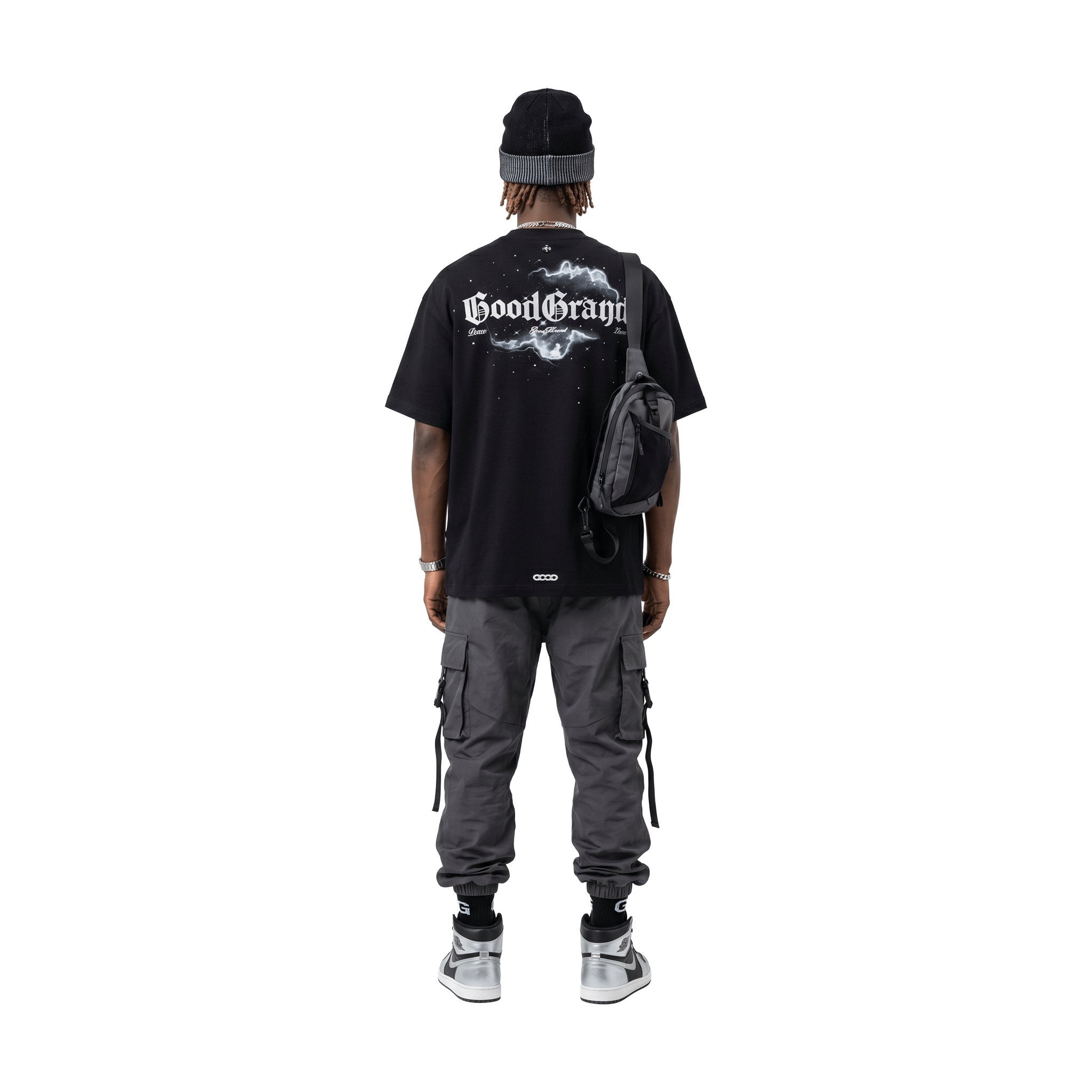 GOODBRAND Nebula Silver Print Rhinestone Tee Black (SS26)