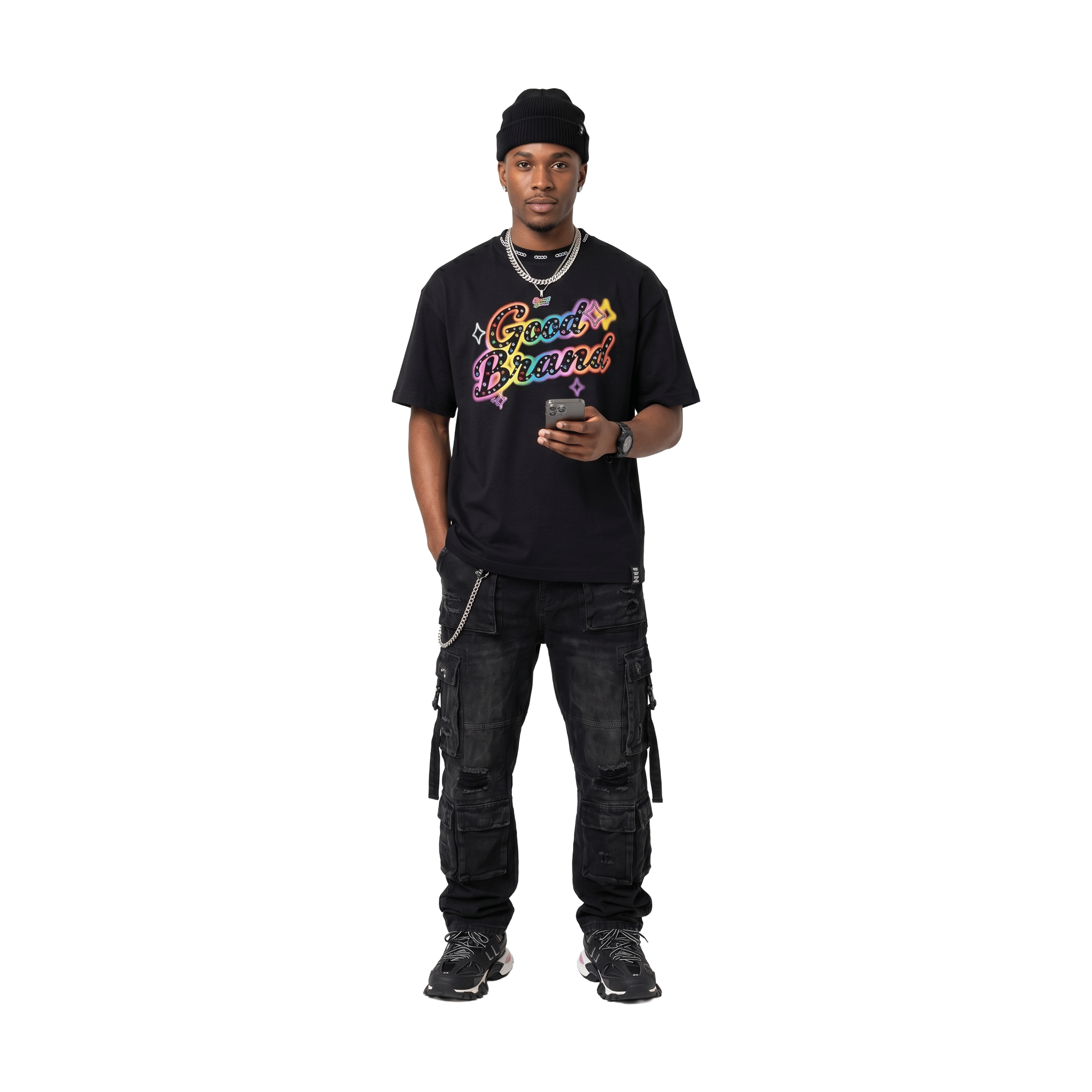 GOODBRAND Colourful Slogan Hot Stamping Tee Black (SS26)
