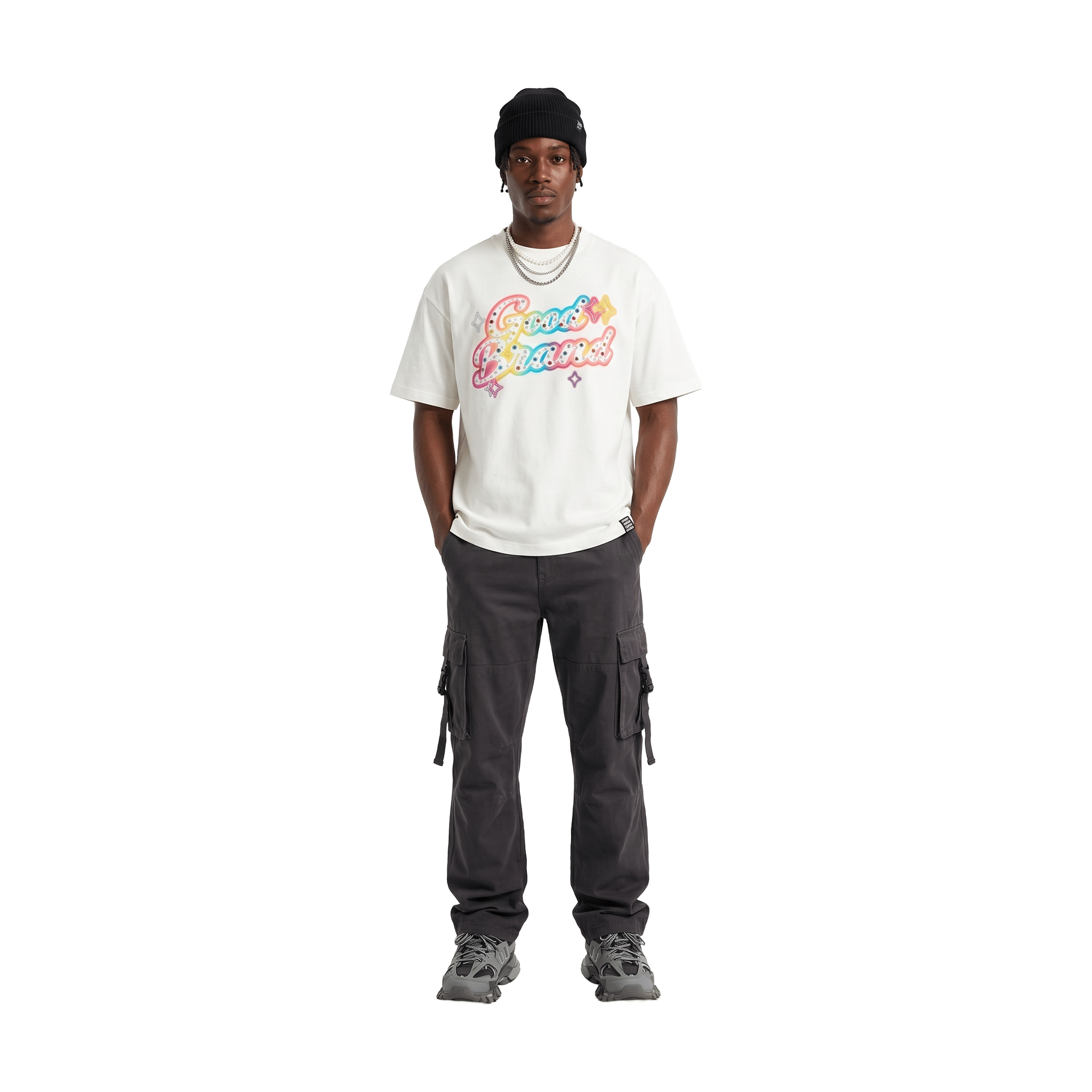 GOODBRAND Colourful Slogan Hot Stamping Tee White (SS26)