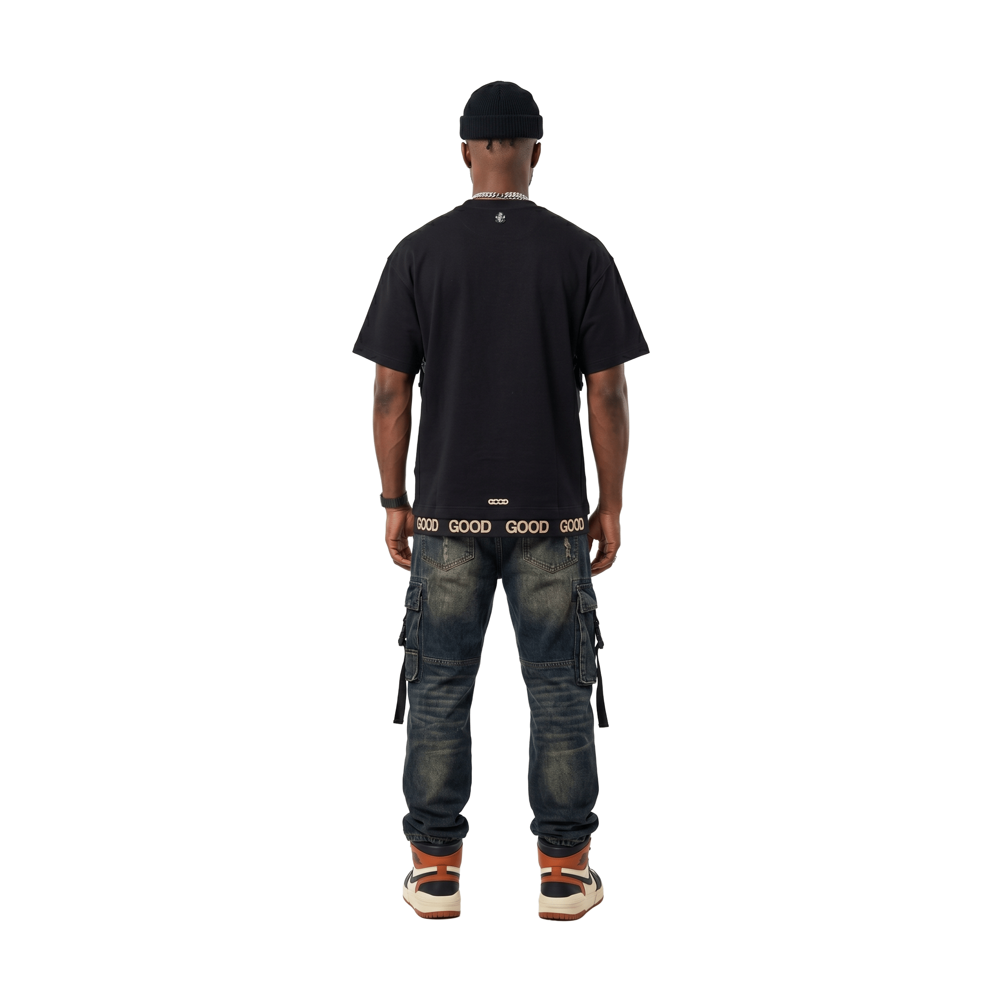 GOODBRAND Slogan Champagne Fragment Tee Black (SS26)
