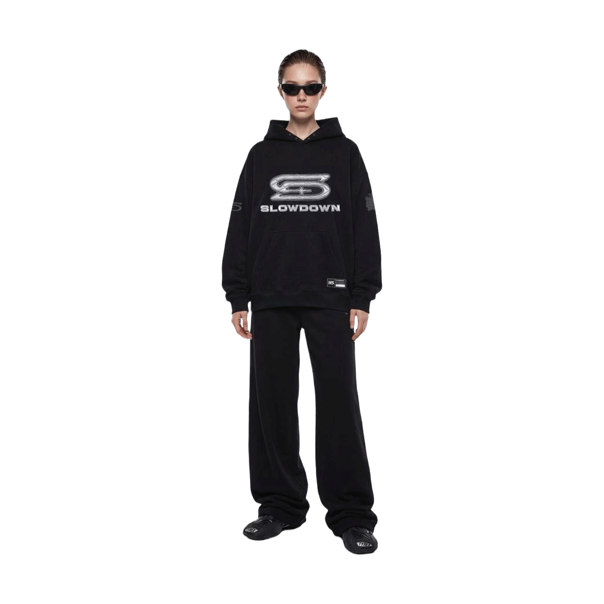 SLOWDOWN Time Out SD Quilted Logo Hoodie Black (SS26)