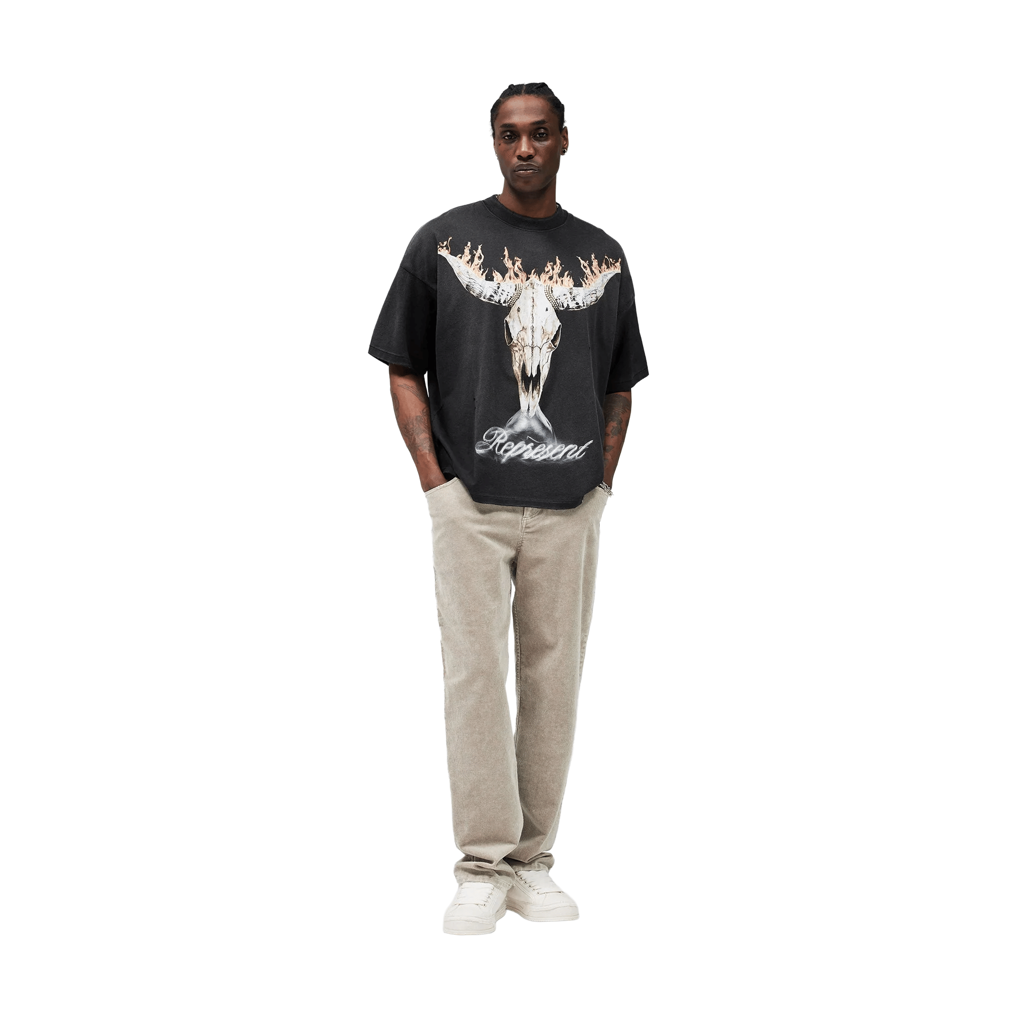 Represent British Cowboys Tee Stained Black (SS26)
