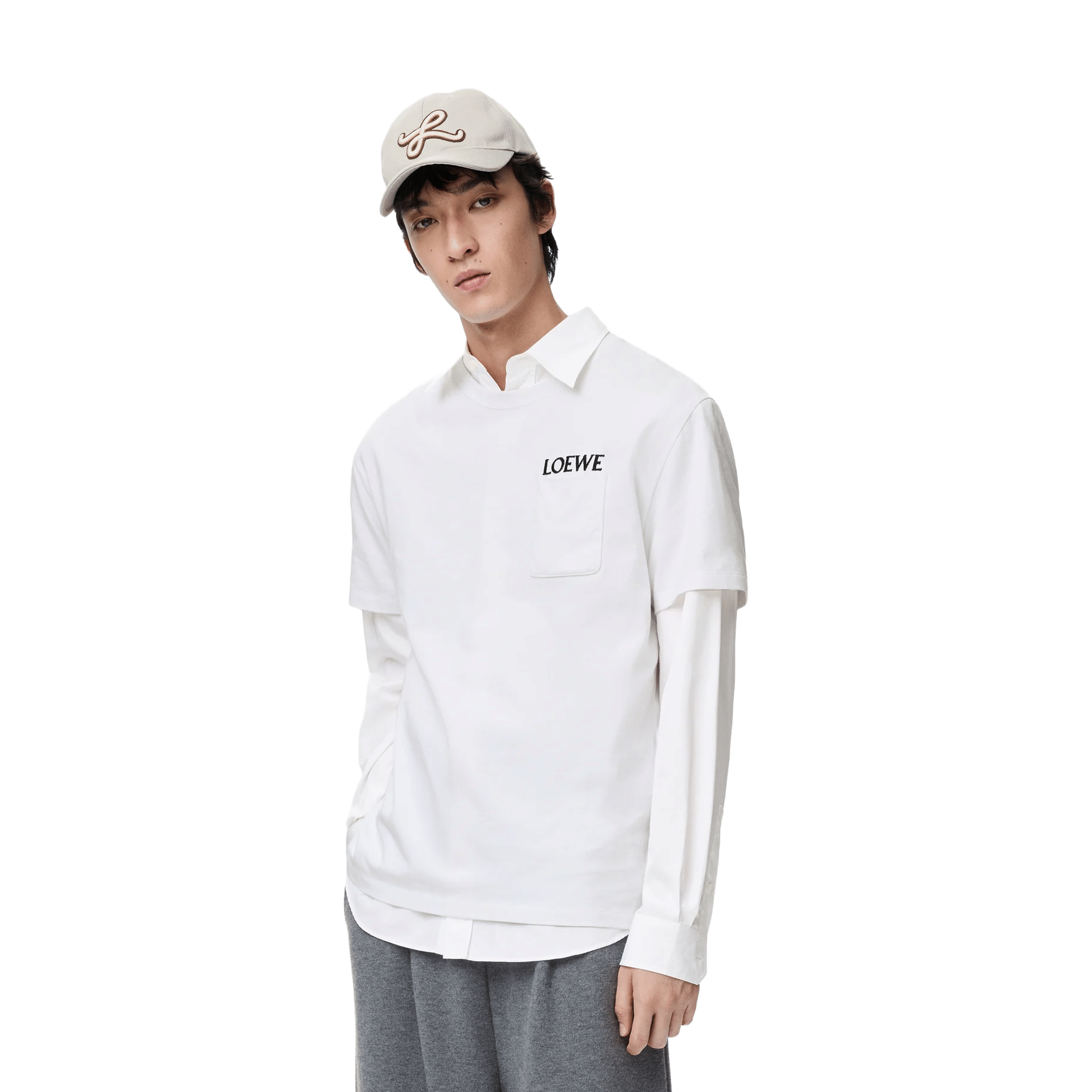 LOEWE Chest Patch Pocket Relaxed Fit Tee White (SS26)