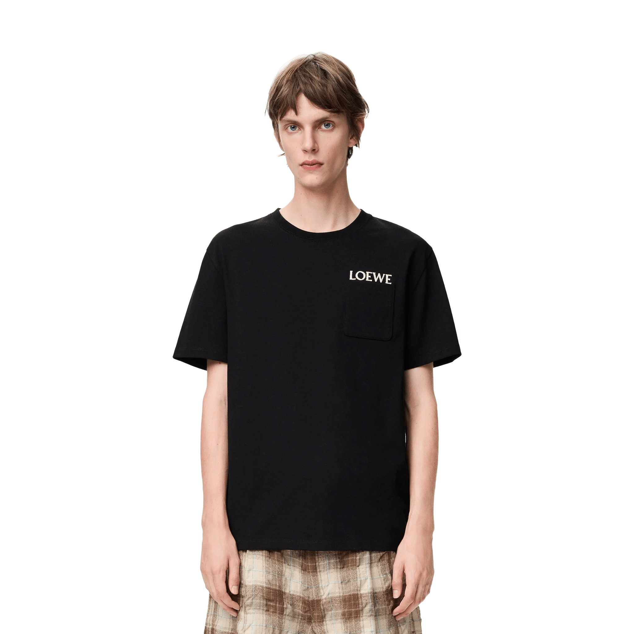 LOEWE Chest Patch Pocket Relaxed Fit Tee Black (SS26)