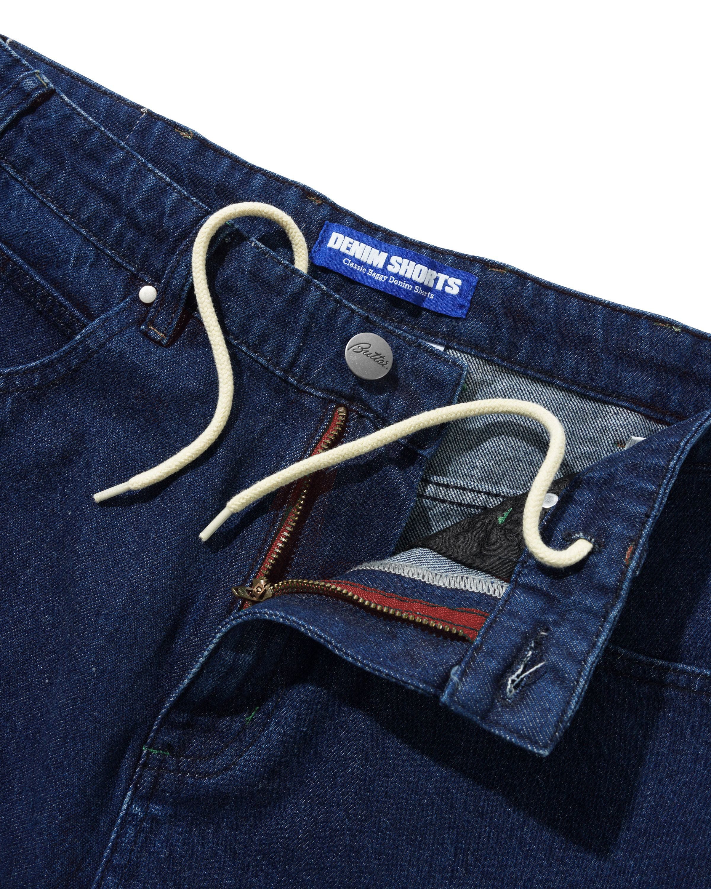 Butter Goods Drummer Baggy Denim Shorts Raw Dark Indigo