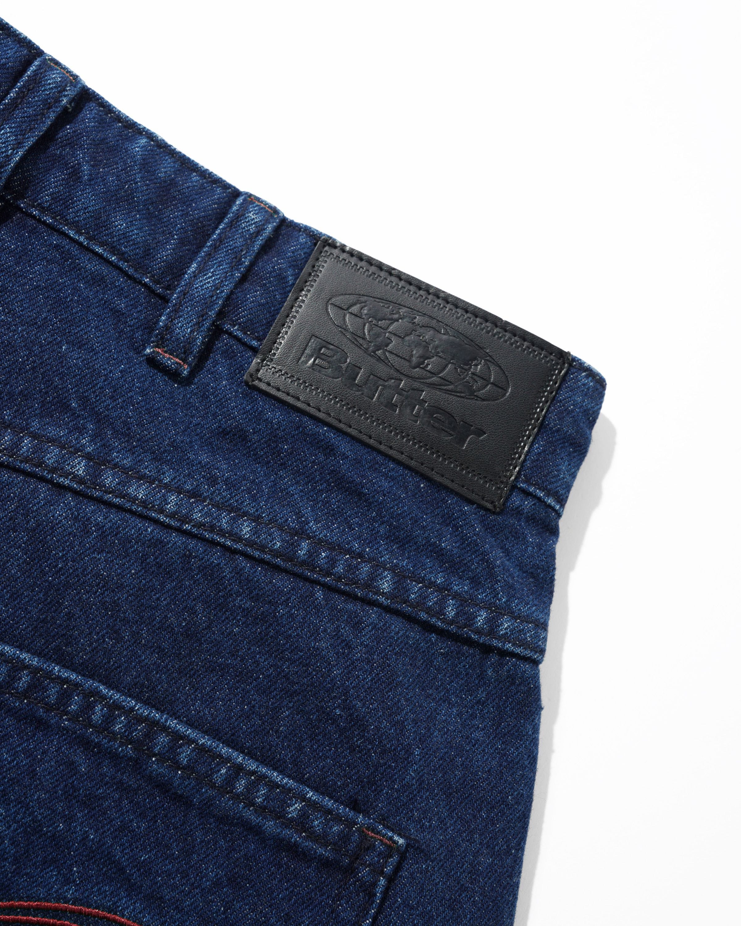 Butter Goods Drummer Baggy Denim Shorts Raw Dark Indigo