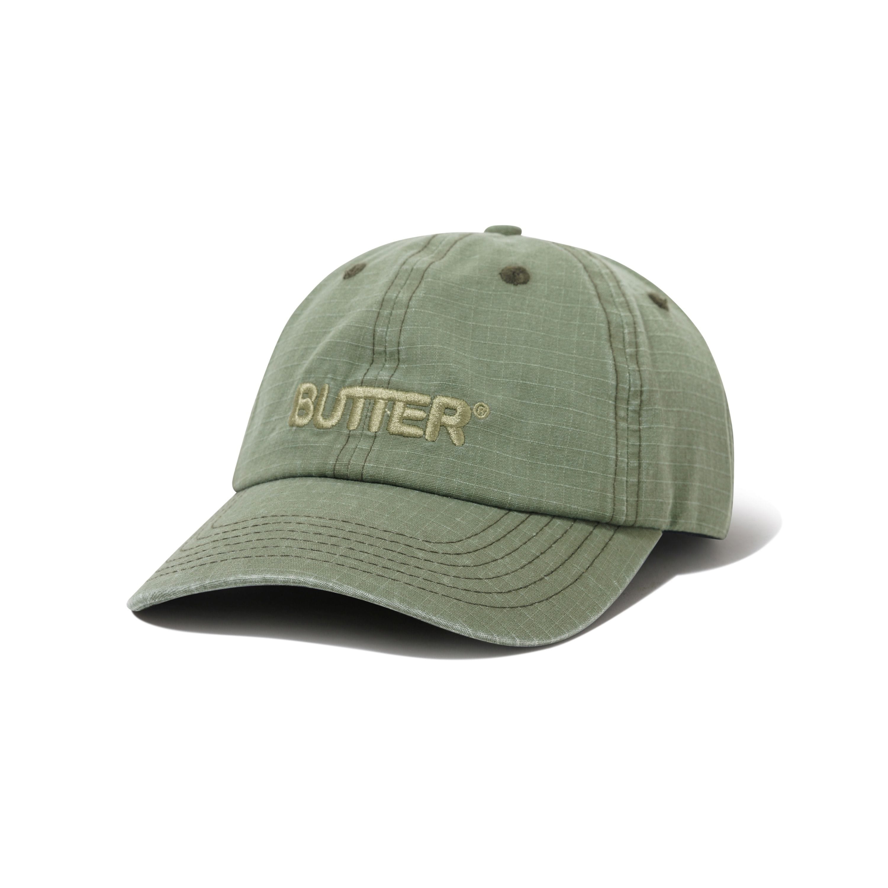 Butter Goods Ripstop Rounded Logo 6 Panel Cap Washed Army