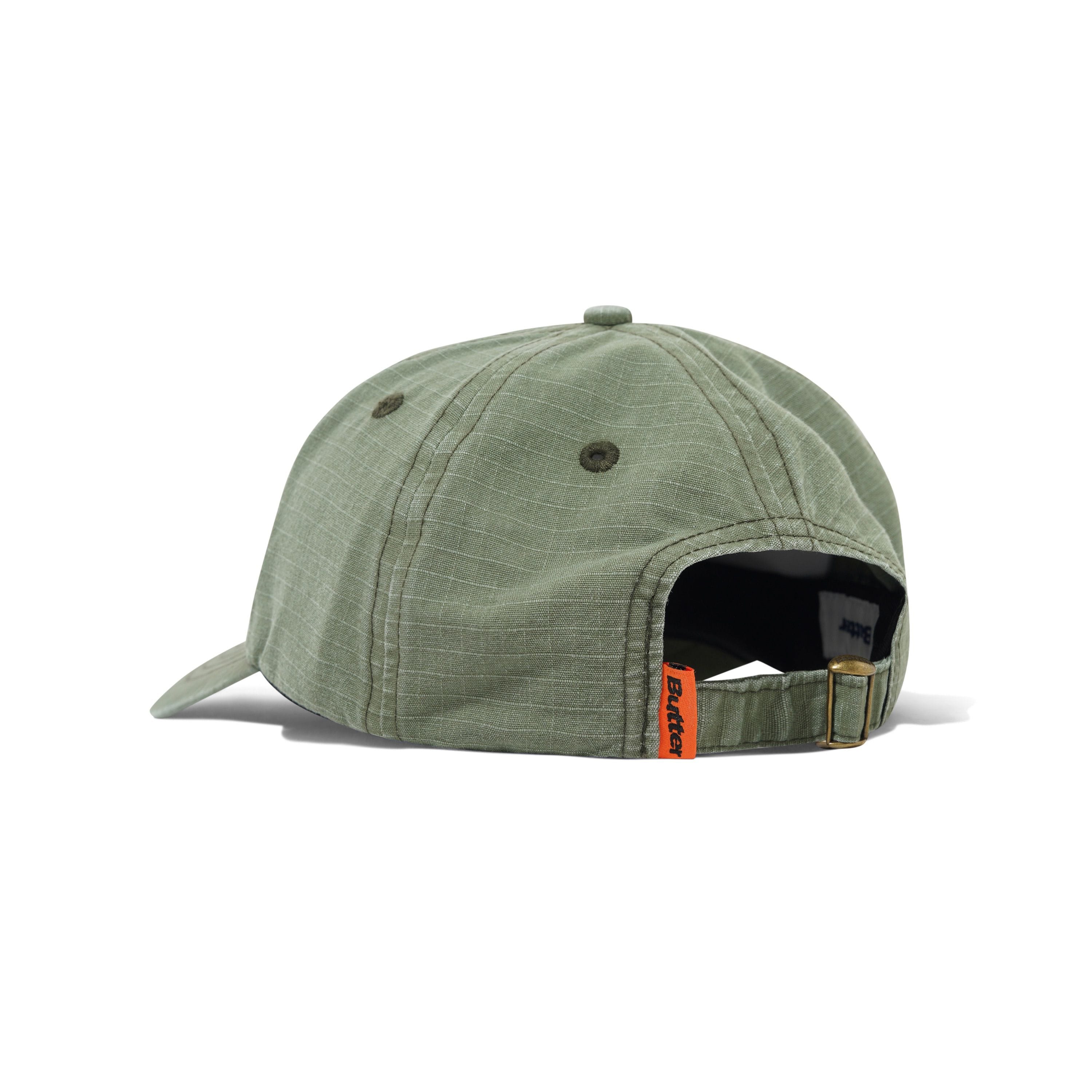 Butter Goods Ripstop Rounded Logo 6 Panel Cap Washed Army