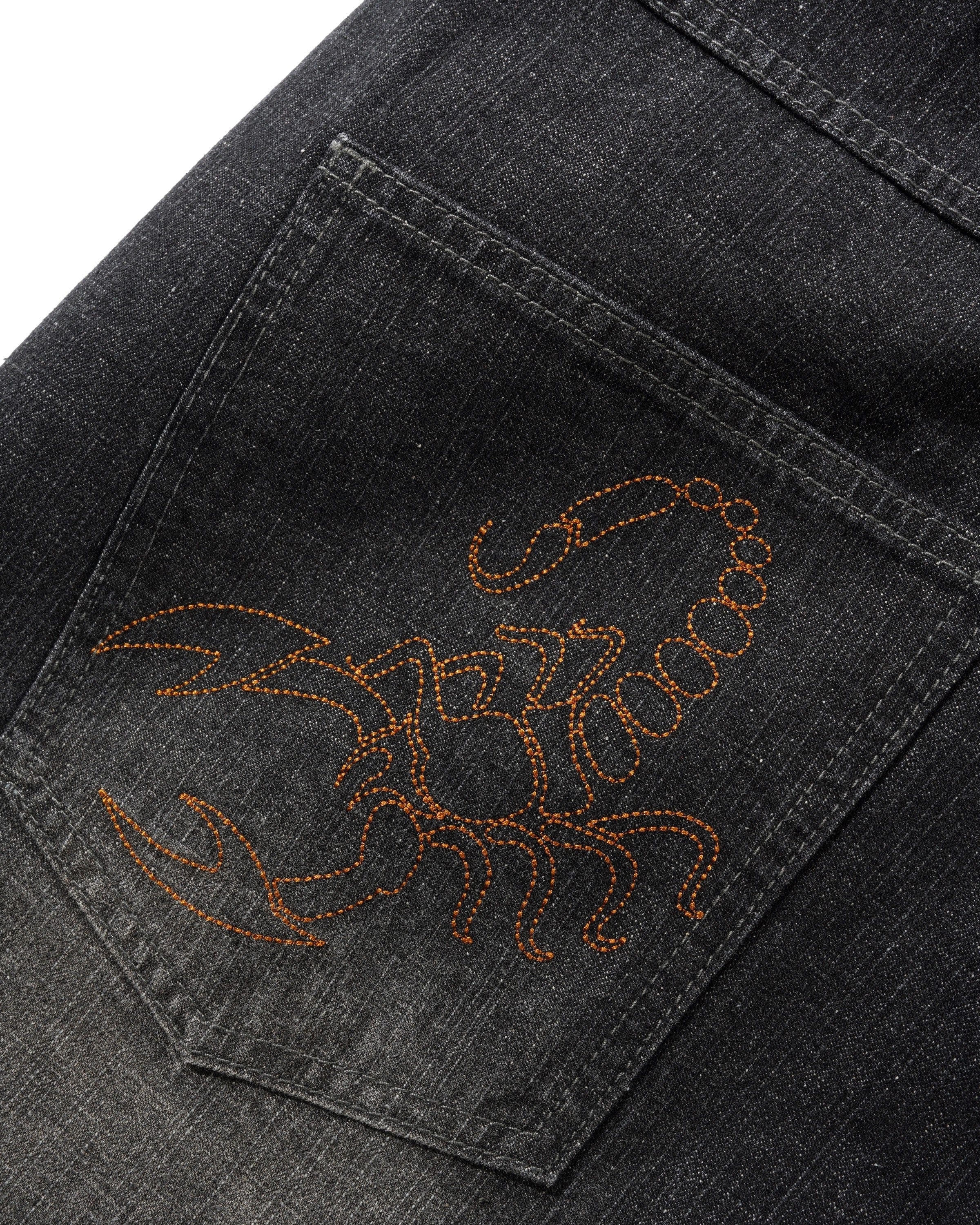 Butter Goods Scorpion Stitch Denim Shorts Slub Black