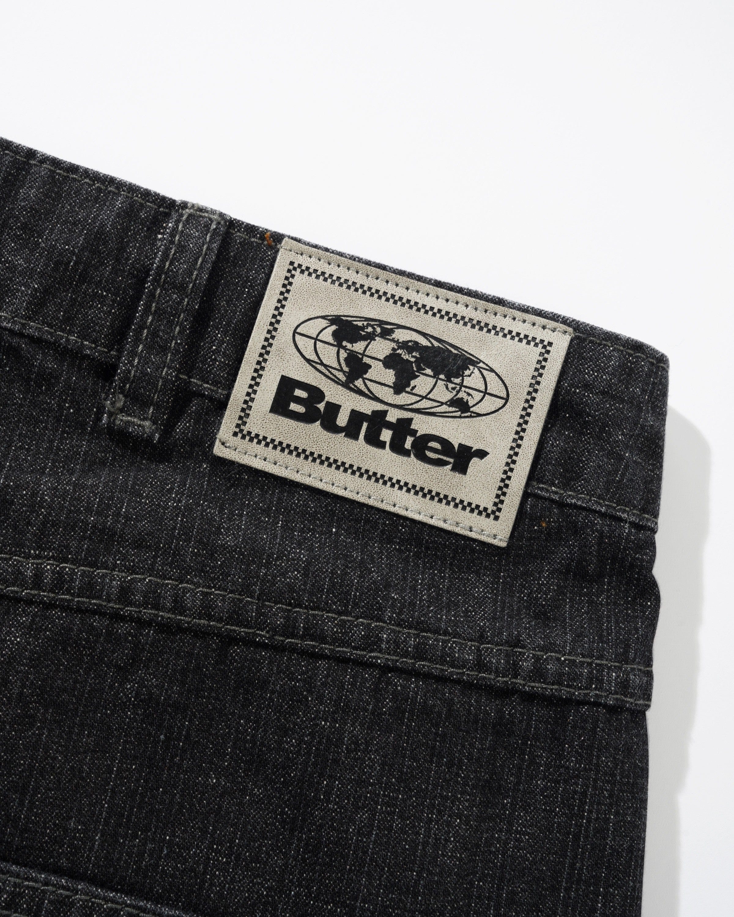 Butter Goods Scorpion Stitch Denim Shorts Slub Black
