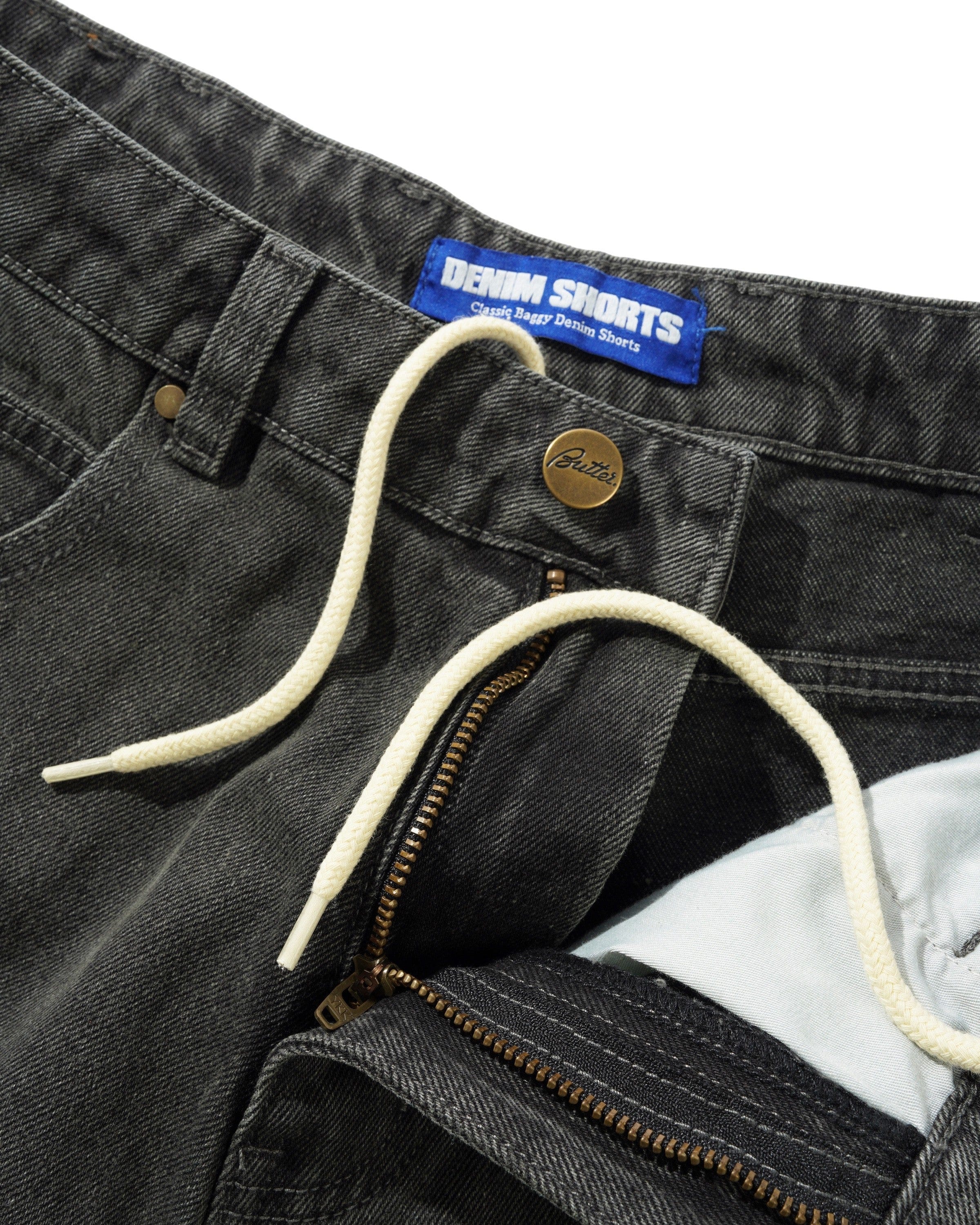 Butter Goods Scorpion Stitch Denim Shorts Slub Black