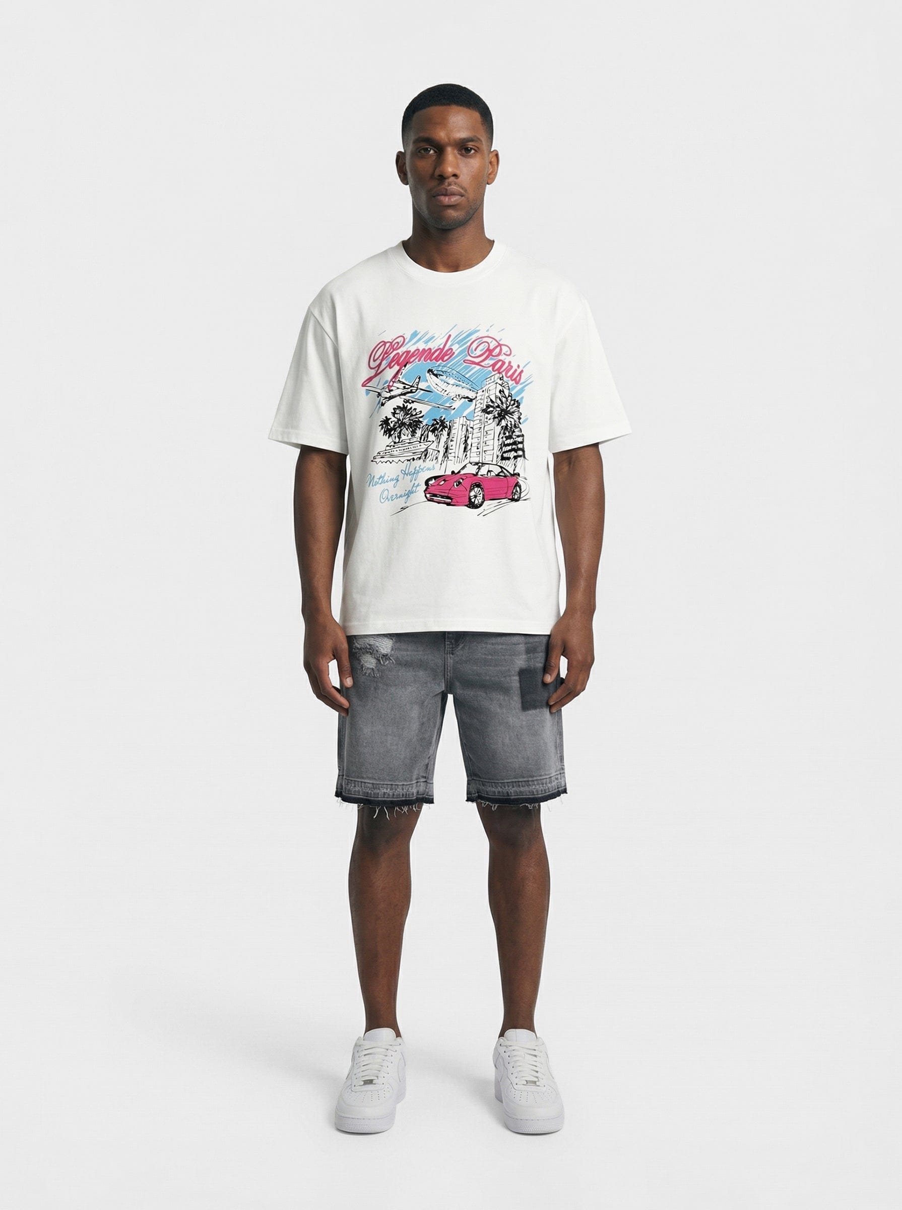 Legende Paris OVERNIGHT SKETCH T-SHIRT - WHITE