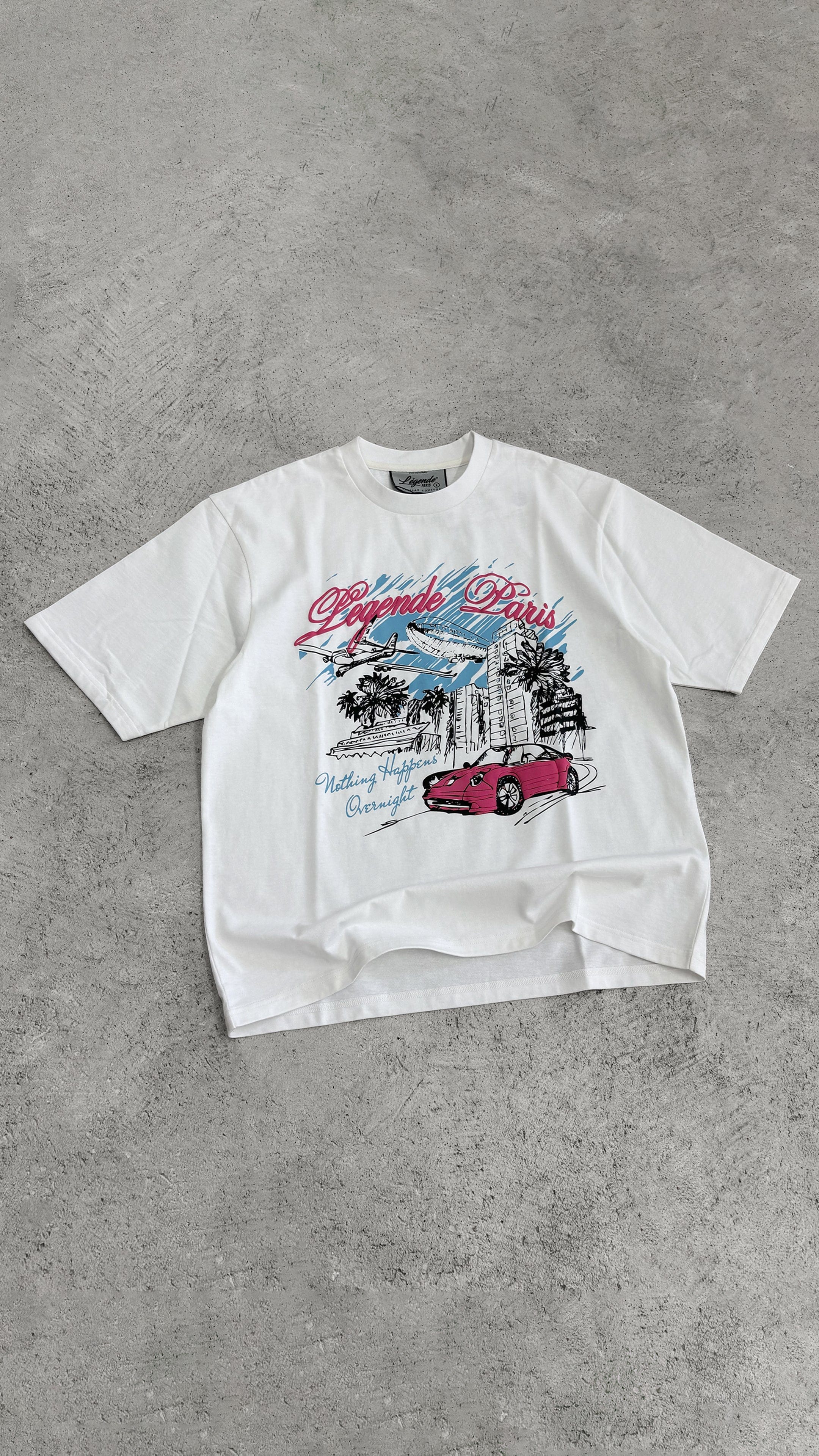 Legende Paris OVERNIGHT SKETCH T-SHIRT - WHITE
