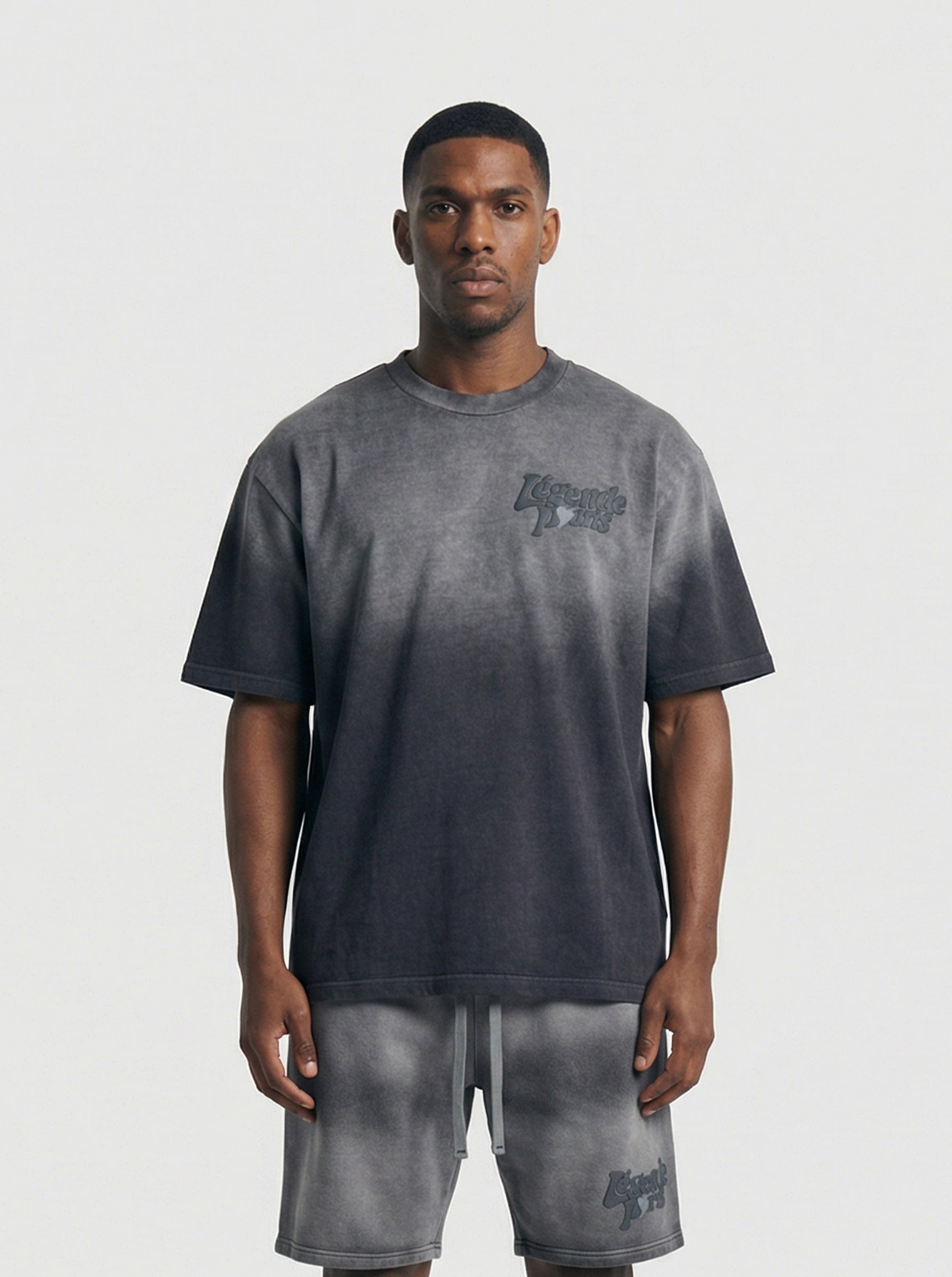 Legende Paris LND GRADIENT T-SHIRT - CHARCOAL WASHED
