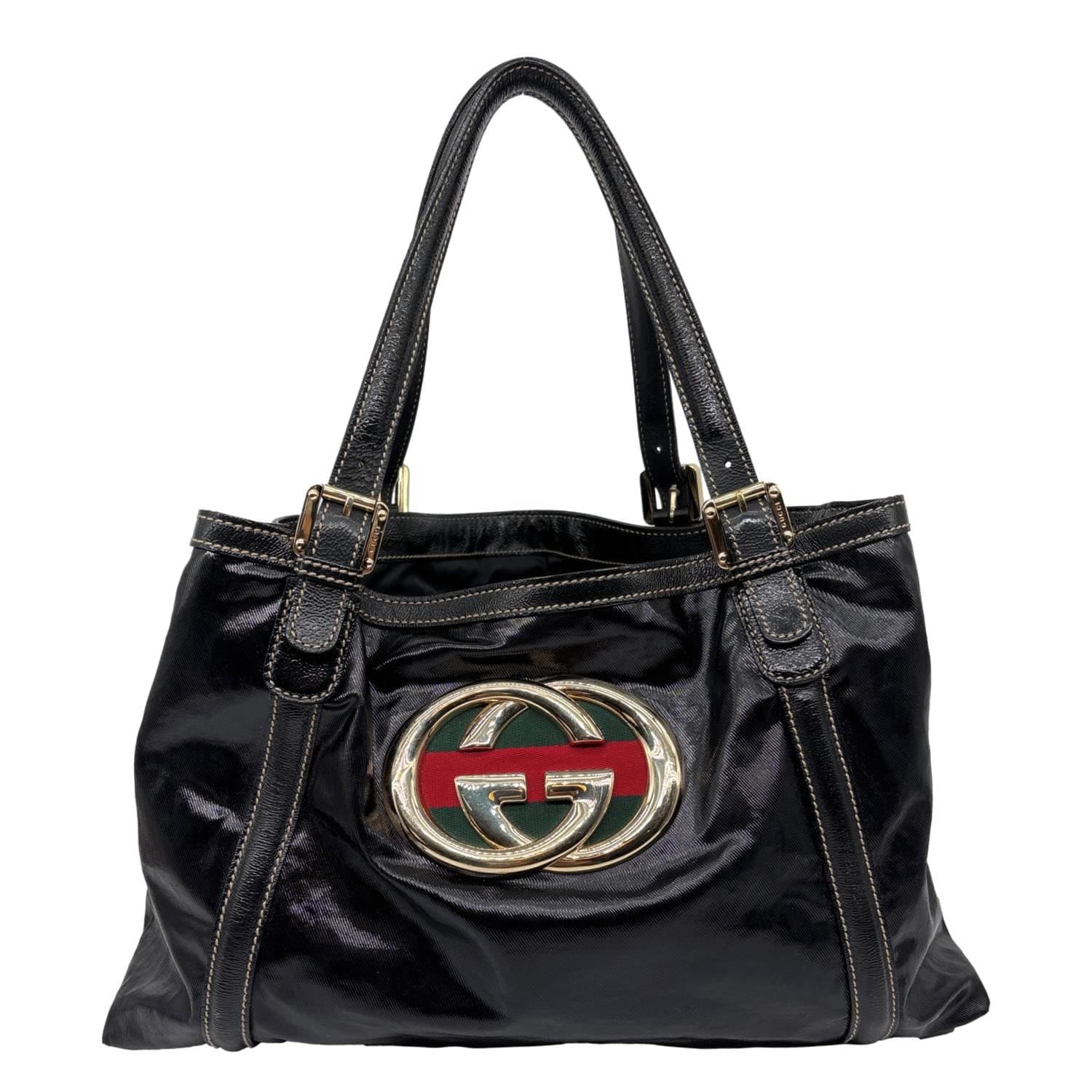 GUCCI Britt Dialux Coated Fabric Tote Bag Black 162094