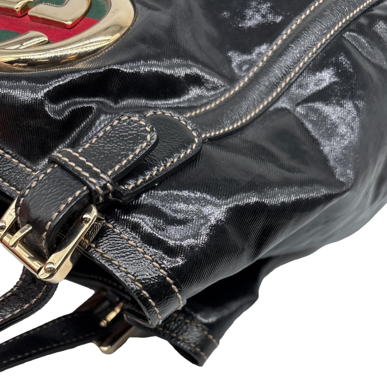 GUCCI Britt Dialux Coated Fabric Tote Bag Black 162094