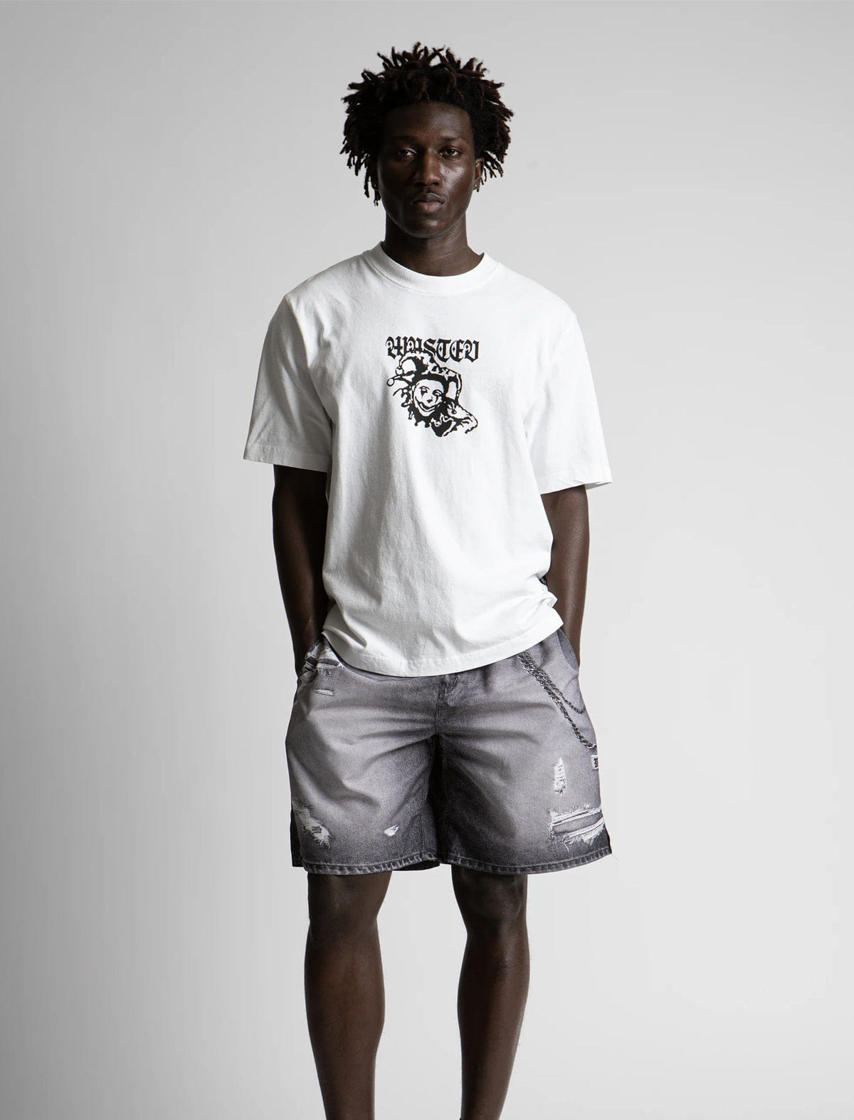 Wasted Paris Destroy Tromp L'oeil Swim Shorts Faded Black