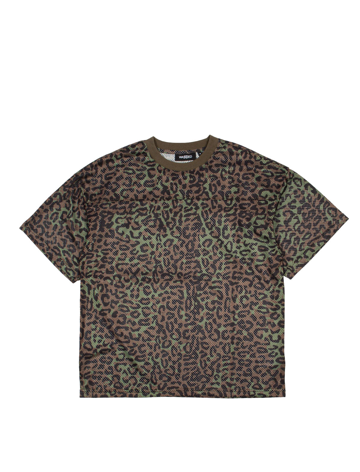 Wasted Paris Cheetah Mesh Boxy T-Shirt Olive/Khaki Camo