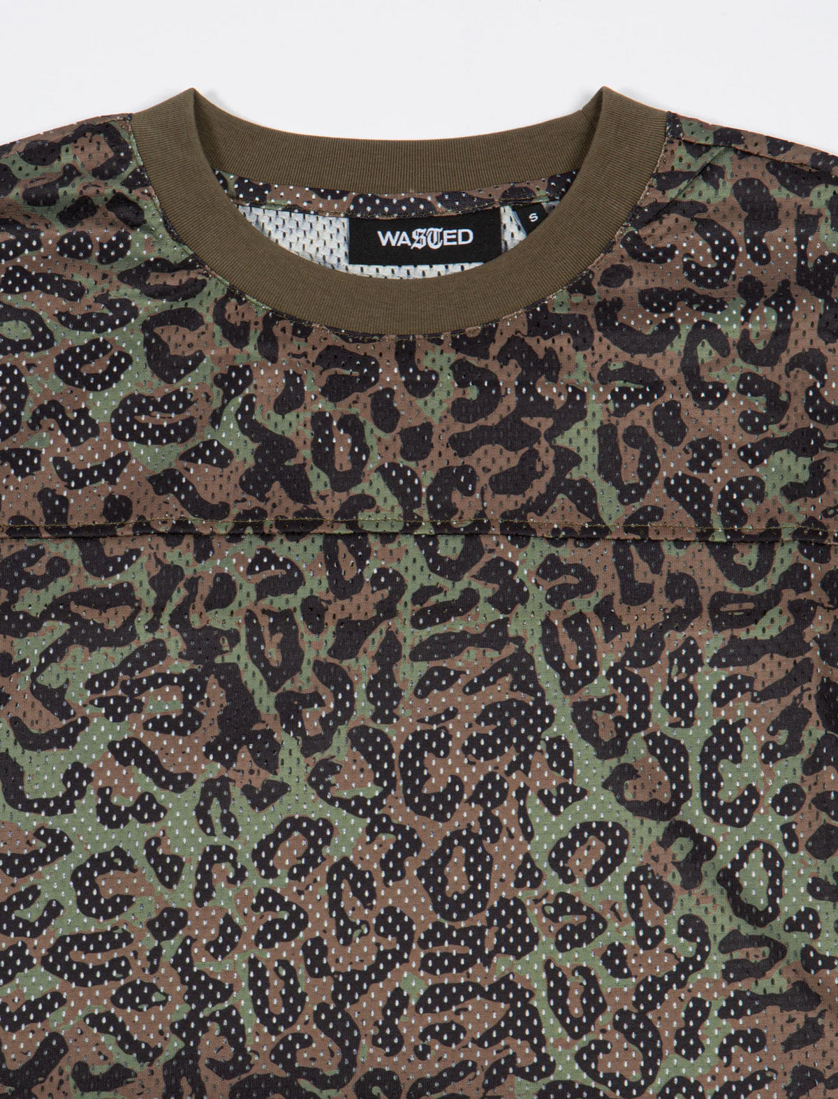 Wasted Paris Cheetah Mesh Boxy T-Shirt Olive/Khaki Camo