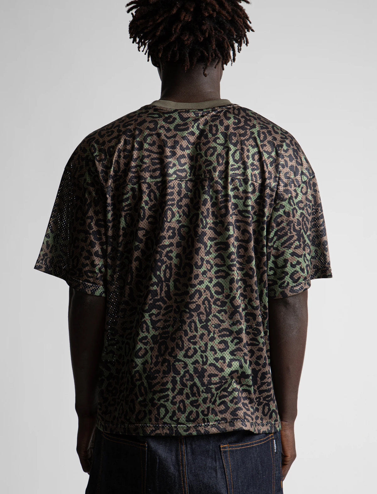 Wasted Paris Cheetah Mesh Boxy T-Shirt Olive/Khaki Camo