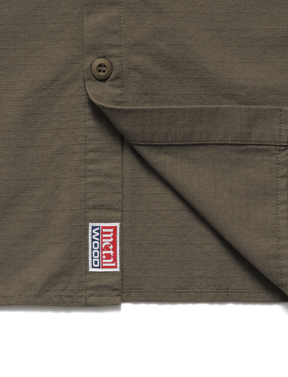 Metalwood Panelled Work Shirt Olive