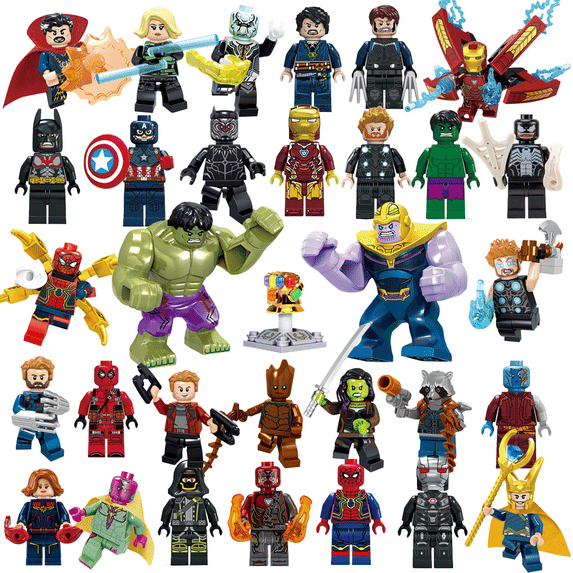 My Store 32PCS Superhero Action Figures Building Blocks Set – 1.77–2.95" Mini Collectible Toys with Hulk, Iron Man & More