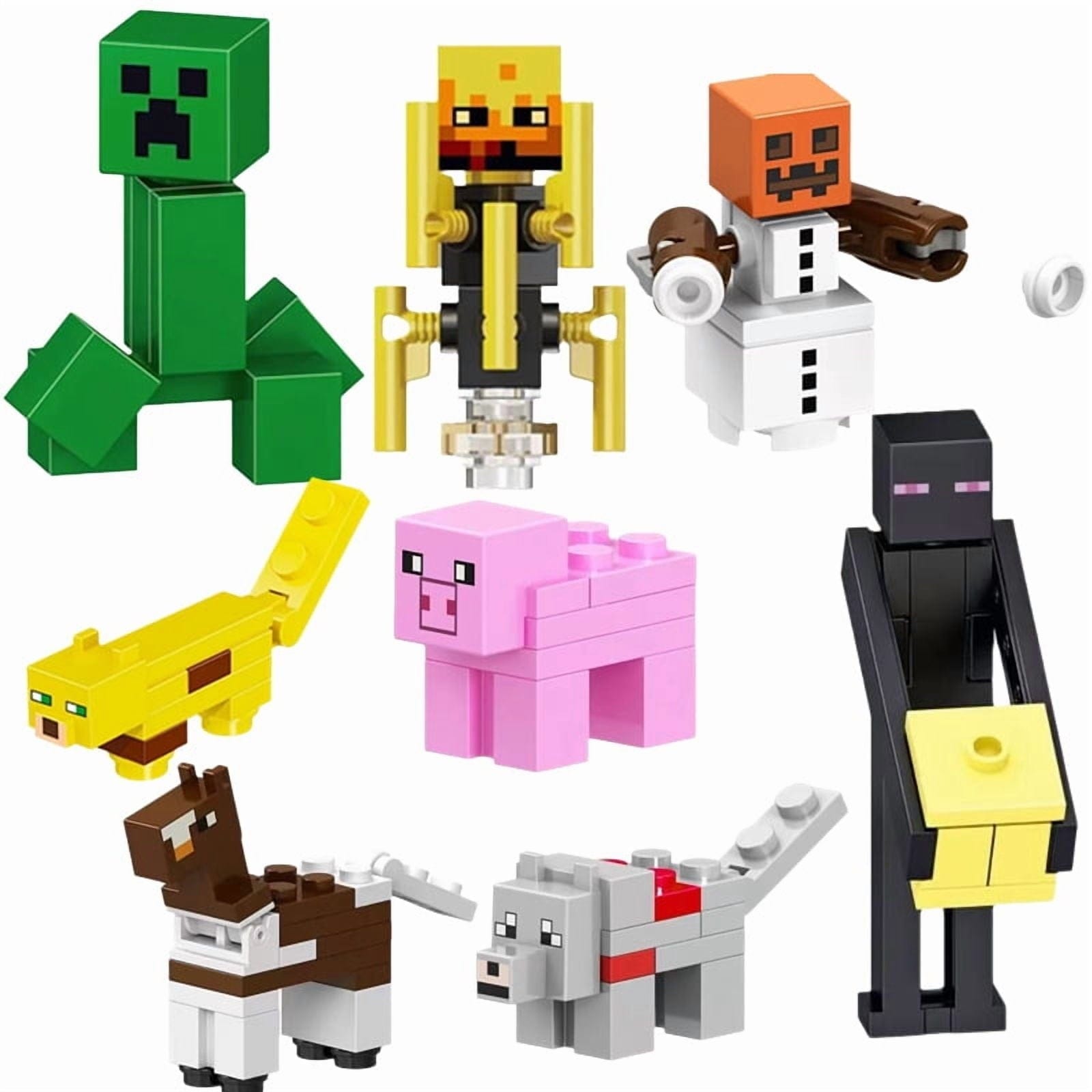 My Store 30PCS Minecraft Action Figures Set – 1.77" Mini Figure Playset with Steve, Creeper, Diamond, Wolf & Accessories